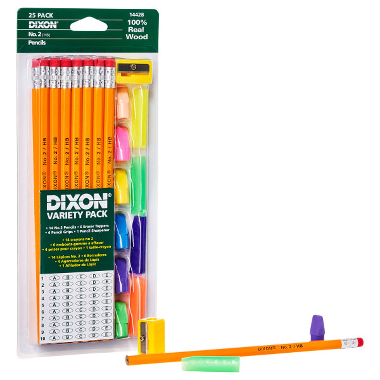 Dixon Pencils, Erasers and Pencil Grips Sets, No. 2, Yellow, Soft, Pack Of 6 Sets - Image 3