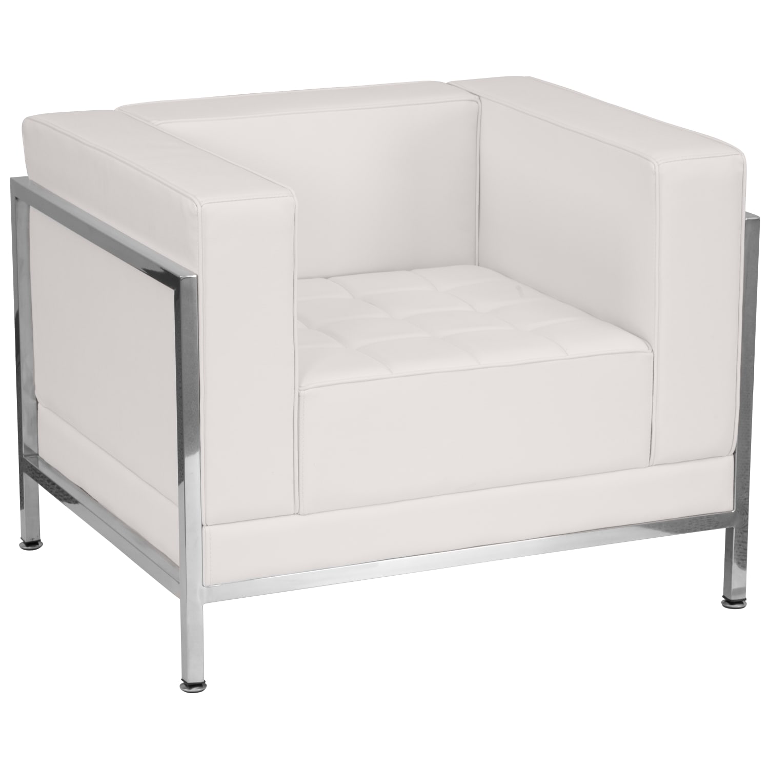 Flash Furniture HERCULES Imagination Series Contemporary LeatherSoft Modular Chair with Quilted Tufted Seat and Encasing Frame, Melrose White