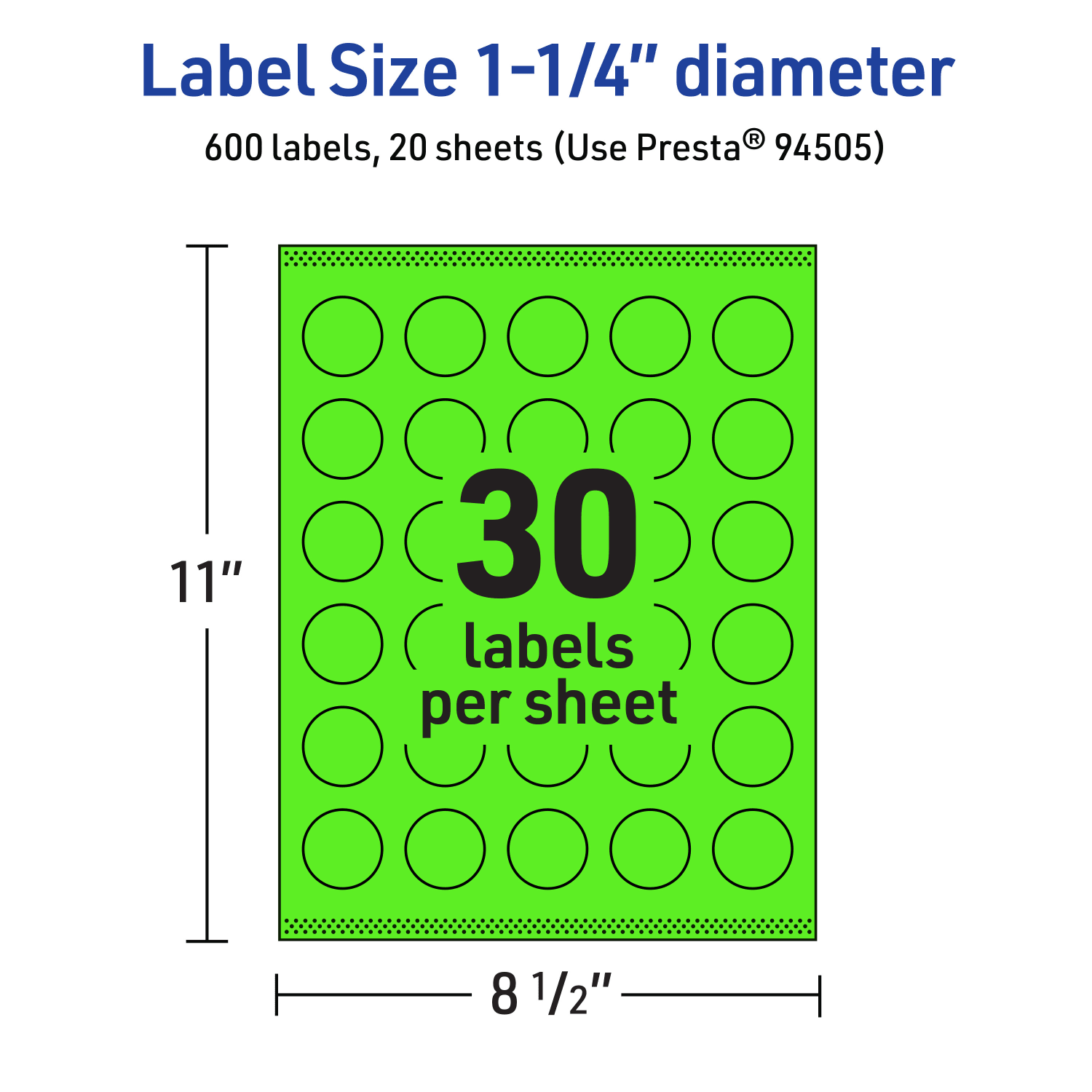 Avery Print-To-The-Edge Labels With Sure Feed Technology, 94505-NGP20, Round, 1-1/4in, Matte Neon Green, Pack of 600 - Image 6