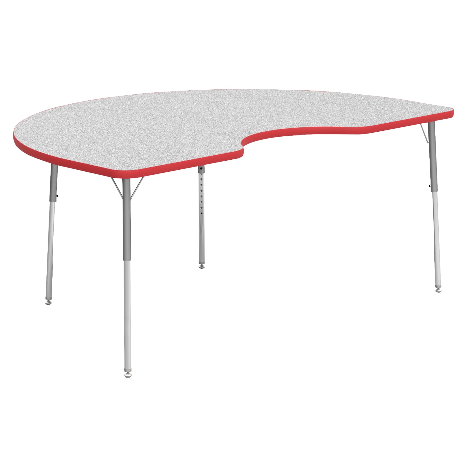 Lorell Classroom Kidney-Shaped Activity Table Top, 72inW x 48inD, Gray Nebula/Red - Image 3