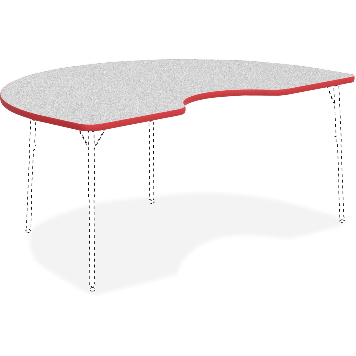 Lorell Classroom Kidney-Shaped Activity Table Top, 72inW x 48inD, Gray Nebula/Red - Image 4