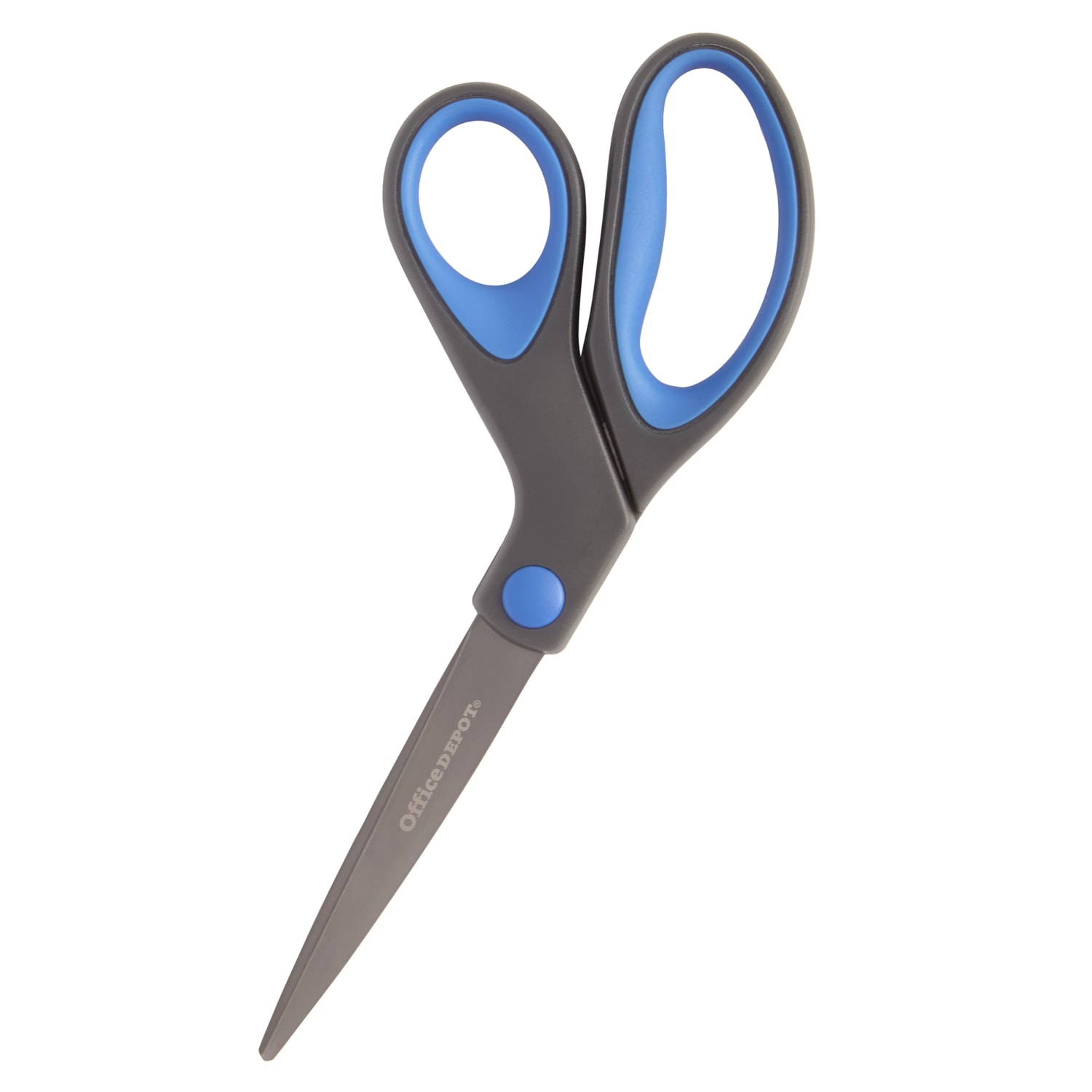 Office Depot Brand Titanium Coated Scissors, 8in, Bent, Dark Gray/Blue, Pack Of 3 Scissors - Image 3