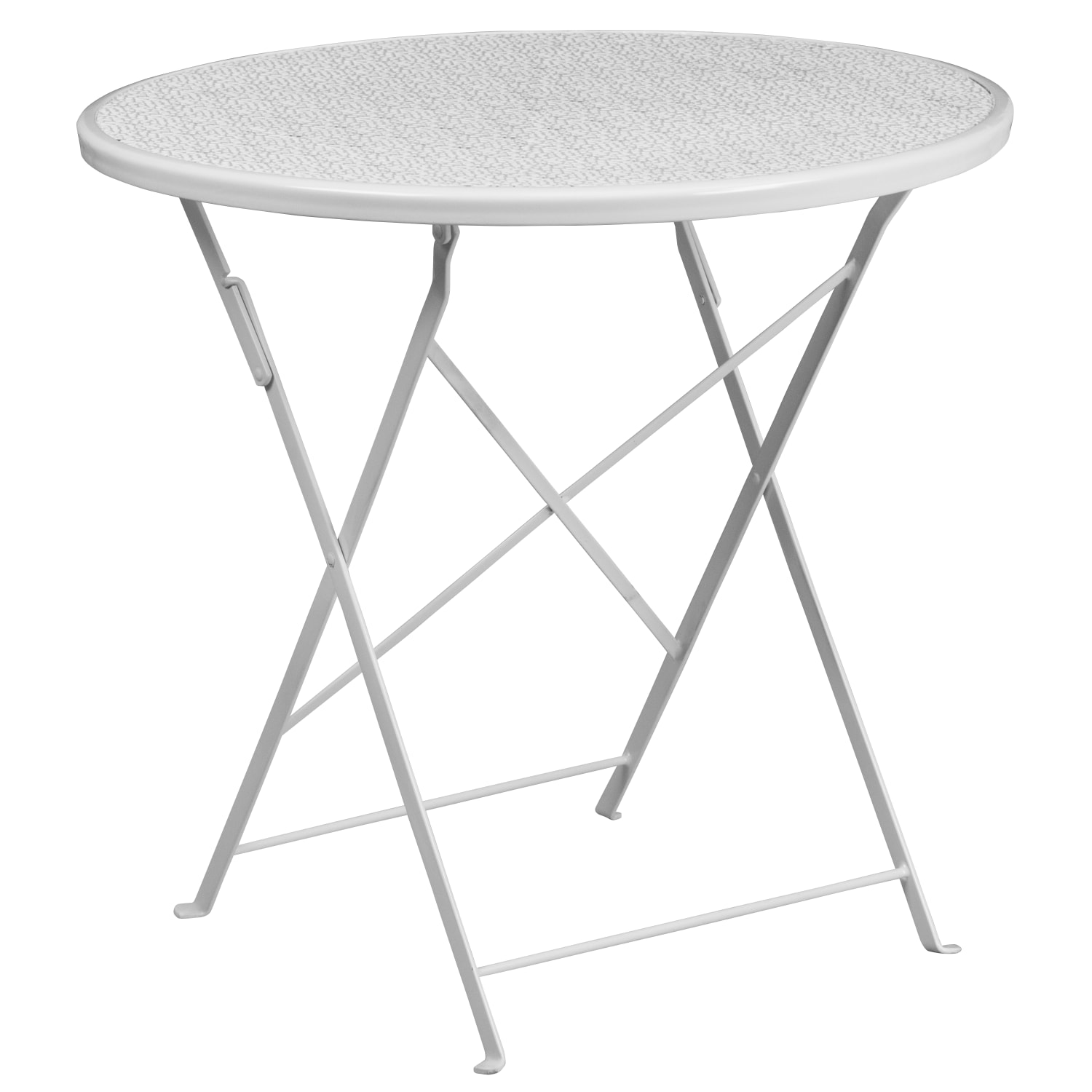 Flash Furniture Oia Commercial Grade 30in Round Indoor-Outdoor Steel Folding Patio Table, 28inH x 30inW x 30inD, White - Image 3