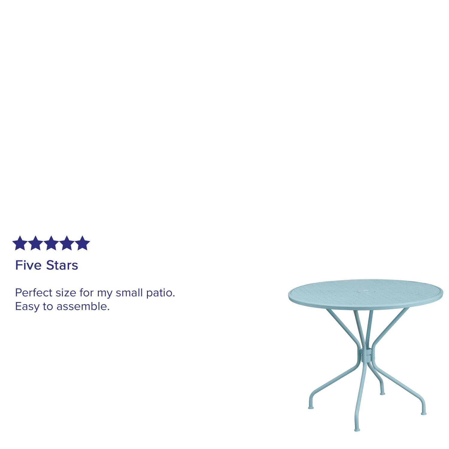 Flash Furniture Oia Commercial Grade 35-1/4in Round Indoor-Outdoor Steel Patio Table With Umbrella Hole, 28-3/4inH x 35-1/4inW x 35-1/4inD, Sky Blue - Image 5