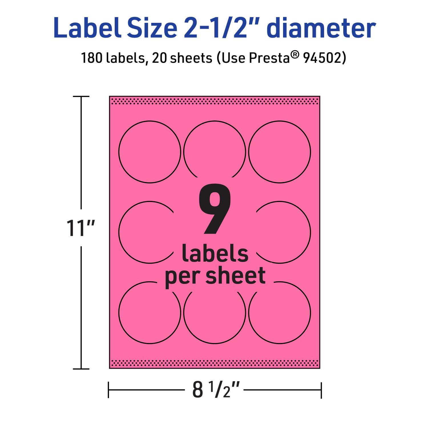 Avery Print-To-The-Edge Labels With Sure Feed Technology, 94502-BPP20, Round, 2-1/2in, Matte Bright Pink, Pack of 180 - Image 6