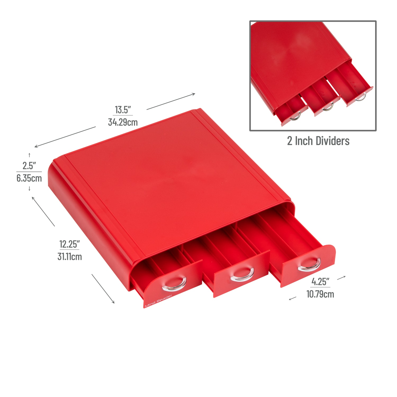 Mind Reader Single Serve Coffee Pod Organizer With 3 Drawers, 2-1/2inH x 13-1/2inW x 12-1/4inL, Red - Image 5