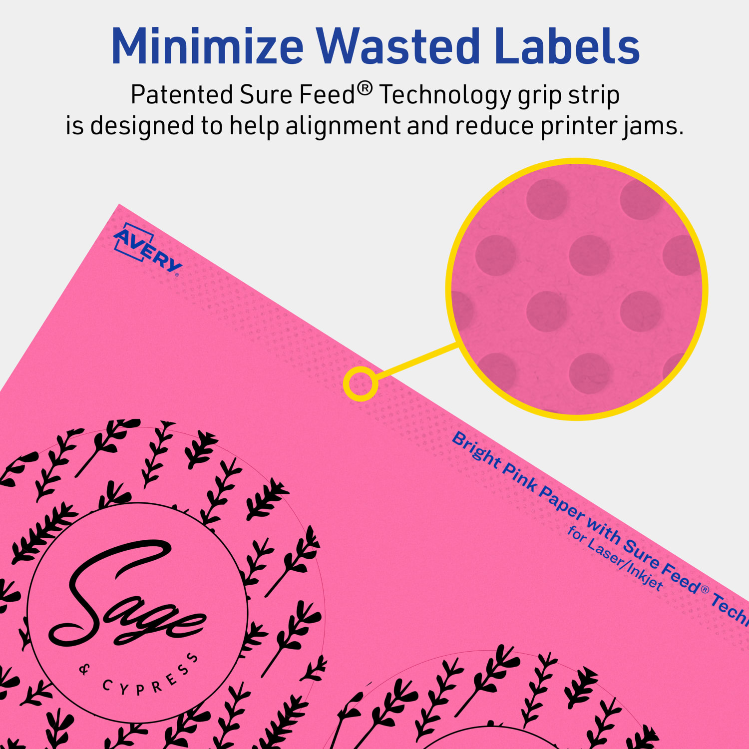 Avery Print-To-The-Edge Labels With Sure Feed Technology And Easy Peel Label Feature, 94514-BPP20, Round, 3-1/2in, Matte Bright Pink, Pack of 80 - Image 5