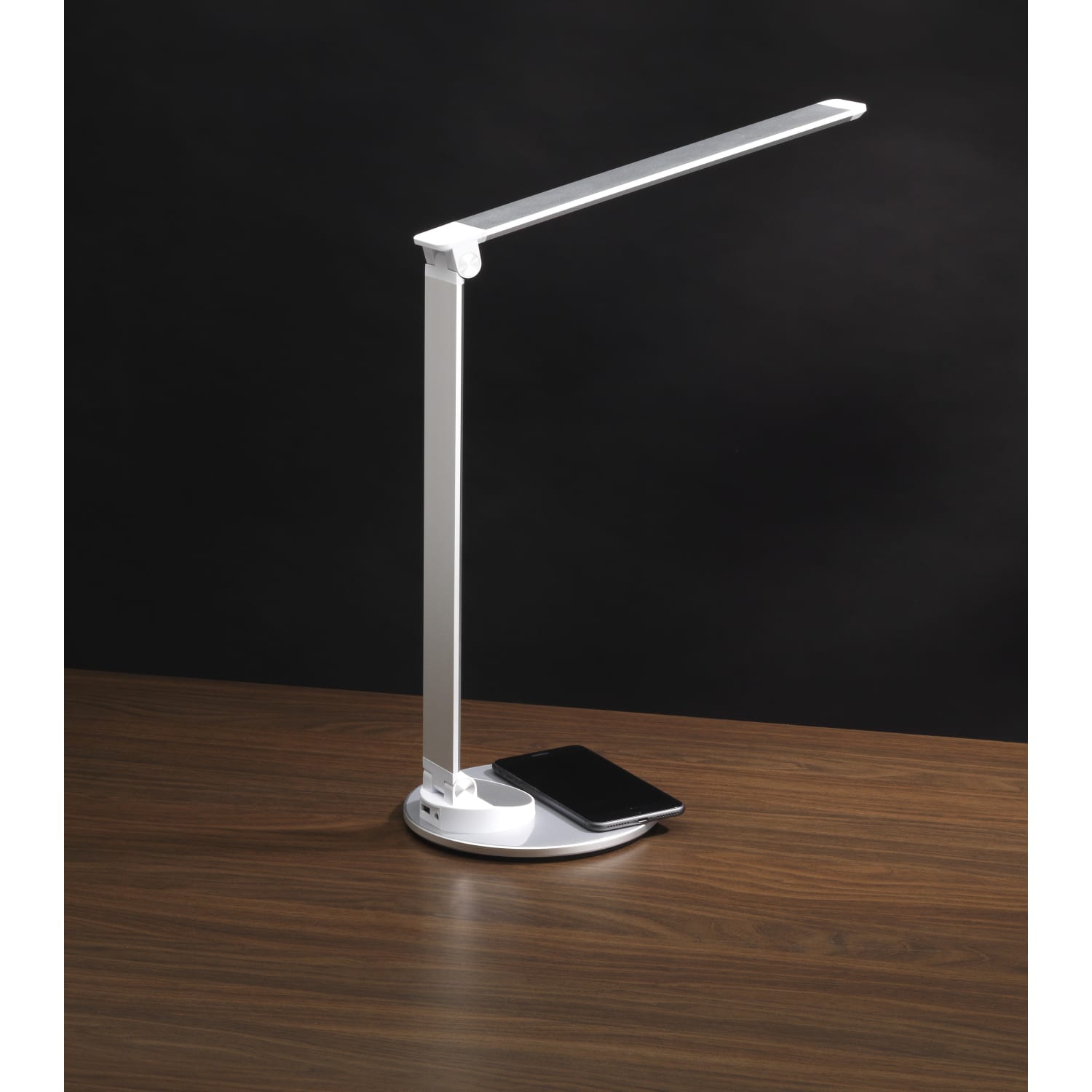 WorkPro LED USB Desk Lamp with Wireless Charger, 16-1/2inH, White/Silver - Image 4