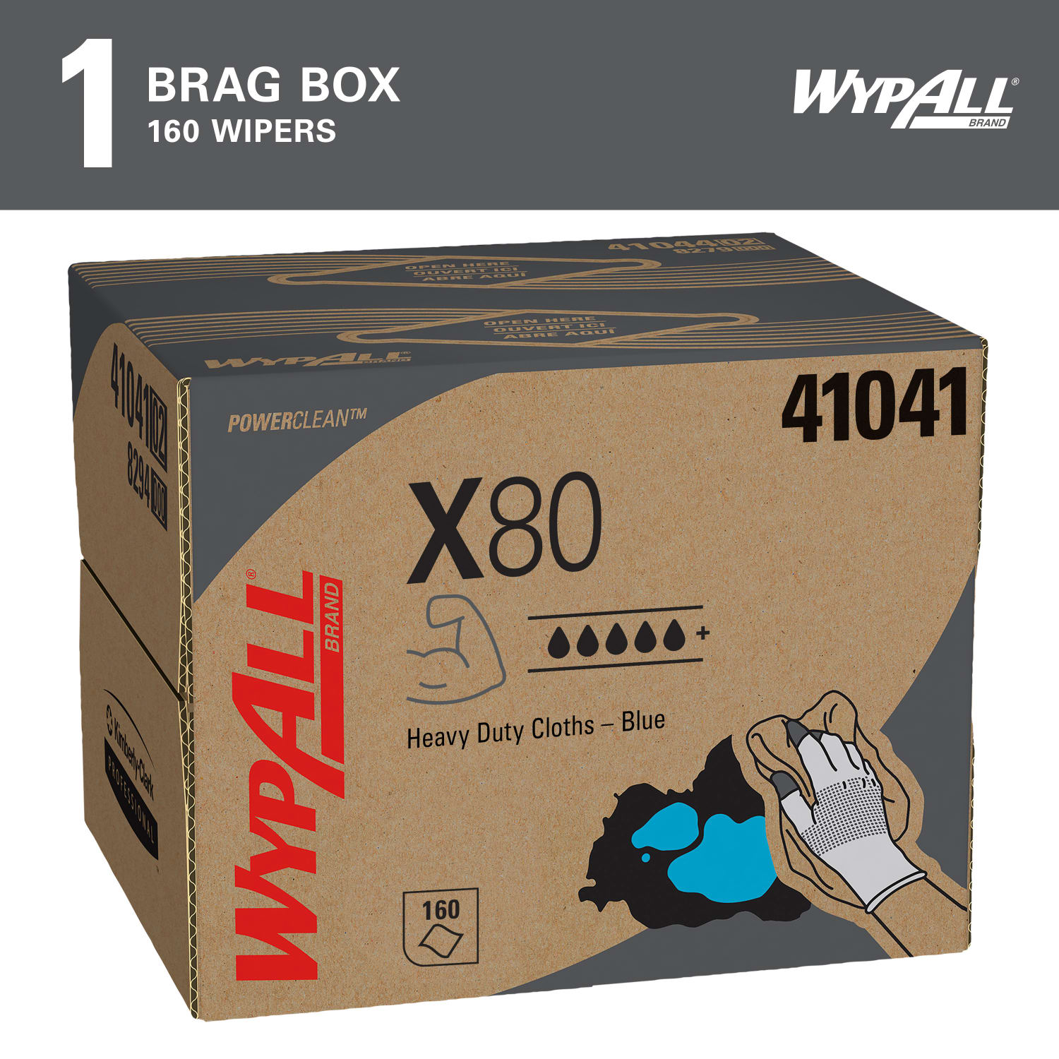 Kimberly-Clark Professional Wipers Wypall X80 Brag Box , Box Of 160 - Image 3