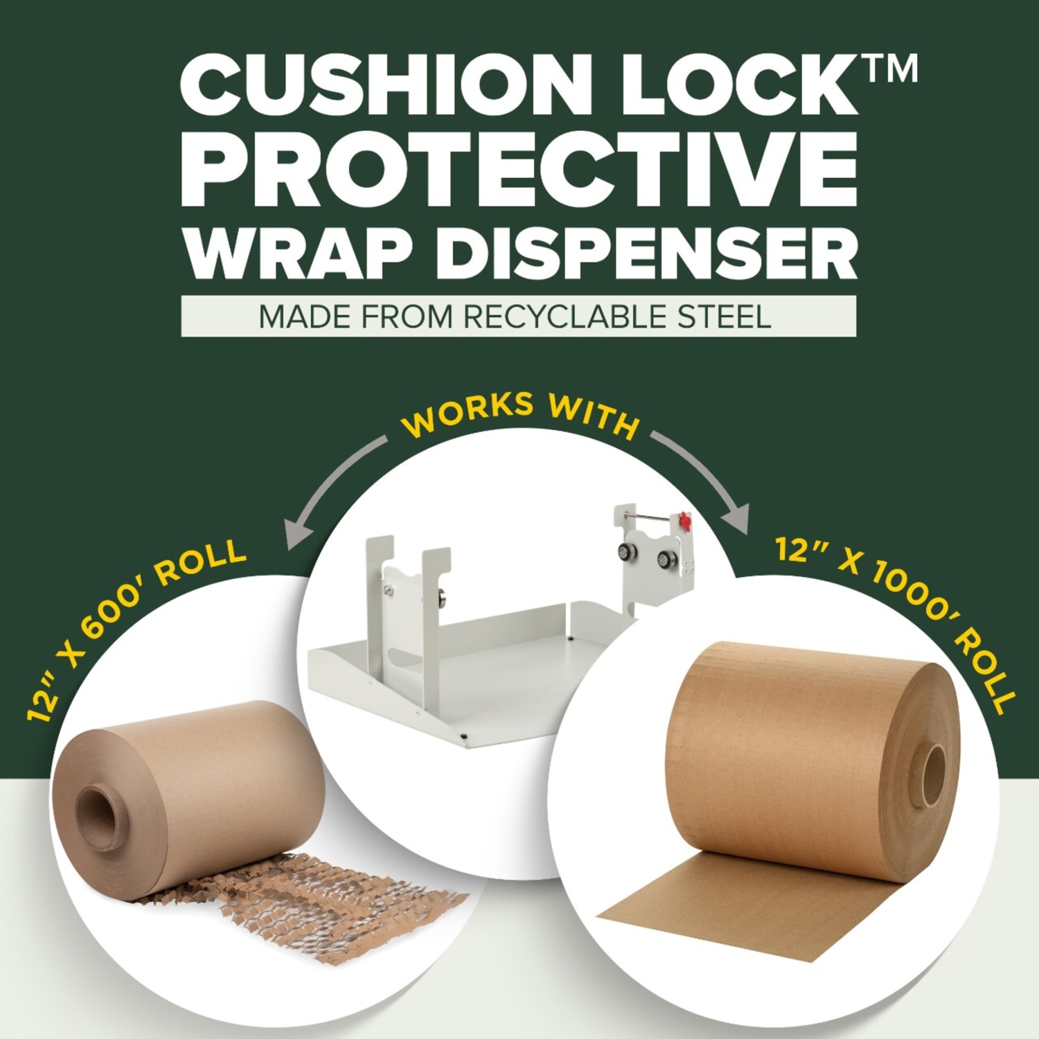 Scotch Cushion Lock Protective Wrap Refillable Dispenser, 7-5/16 in x 12 ft, 1 Dispenser, Sustainable Packaging Solution  - PCW121000D - Image 5