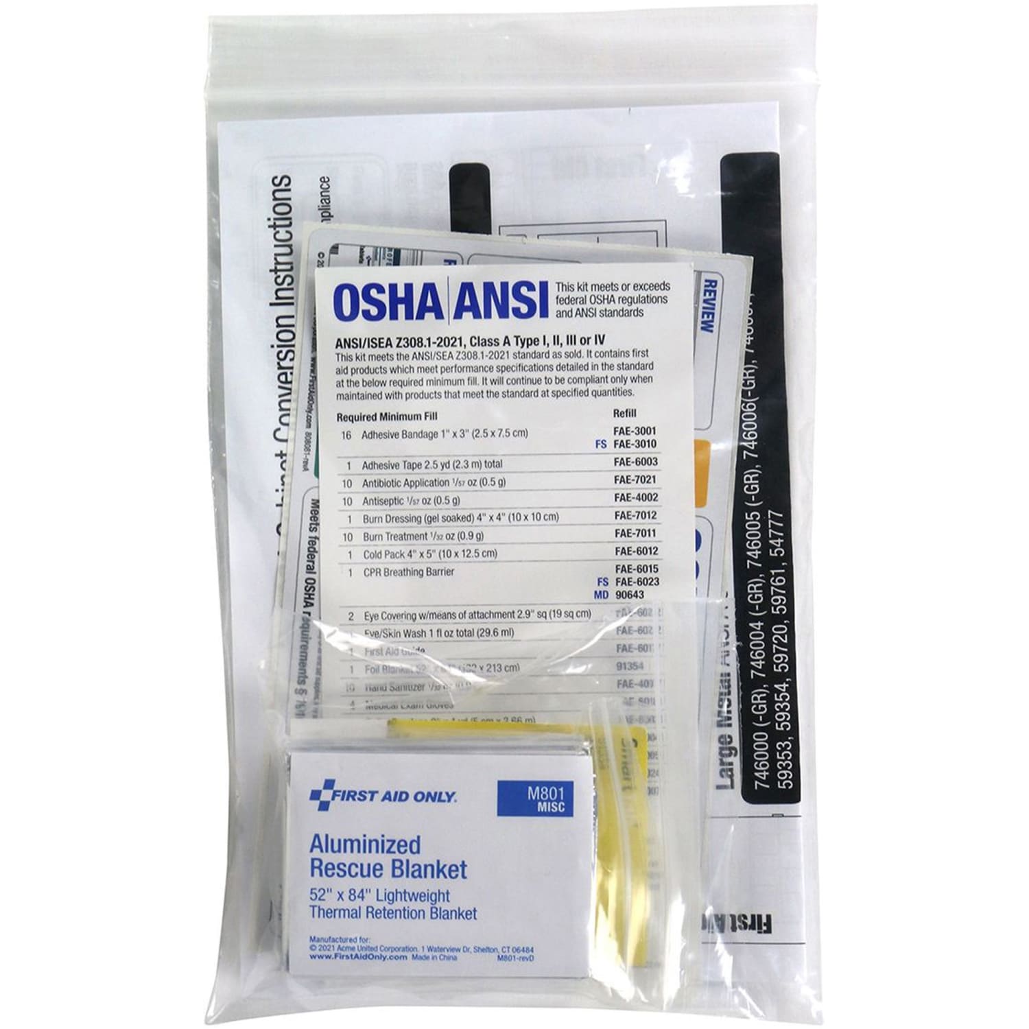 First Aid Only SmartCompliance 2021 Conversion Kit, ANSI 21 A