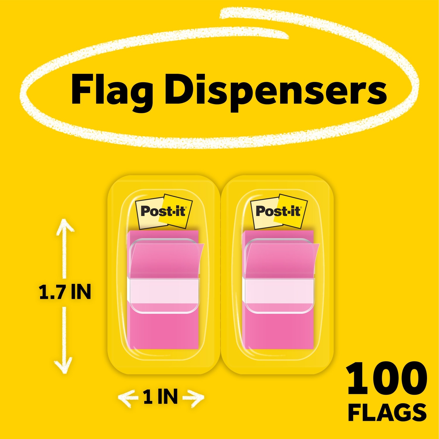 Post-it Flags, 1in x 1 -11/16in, Bright Pink, 50 Flags Per Pad, Pack Of 2 Pads - Image 3