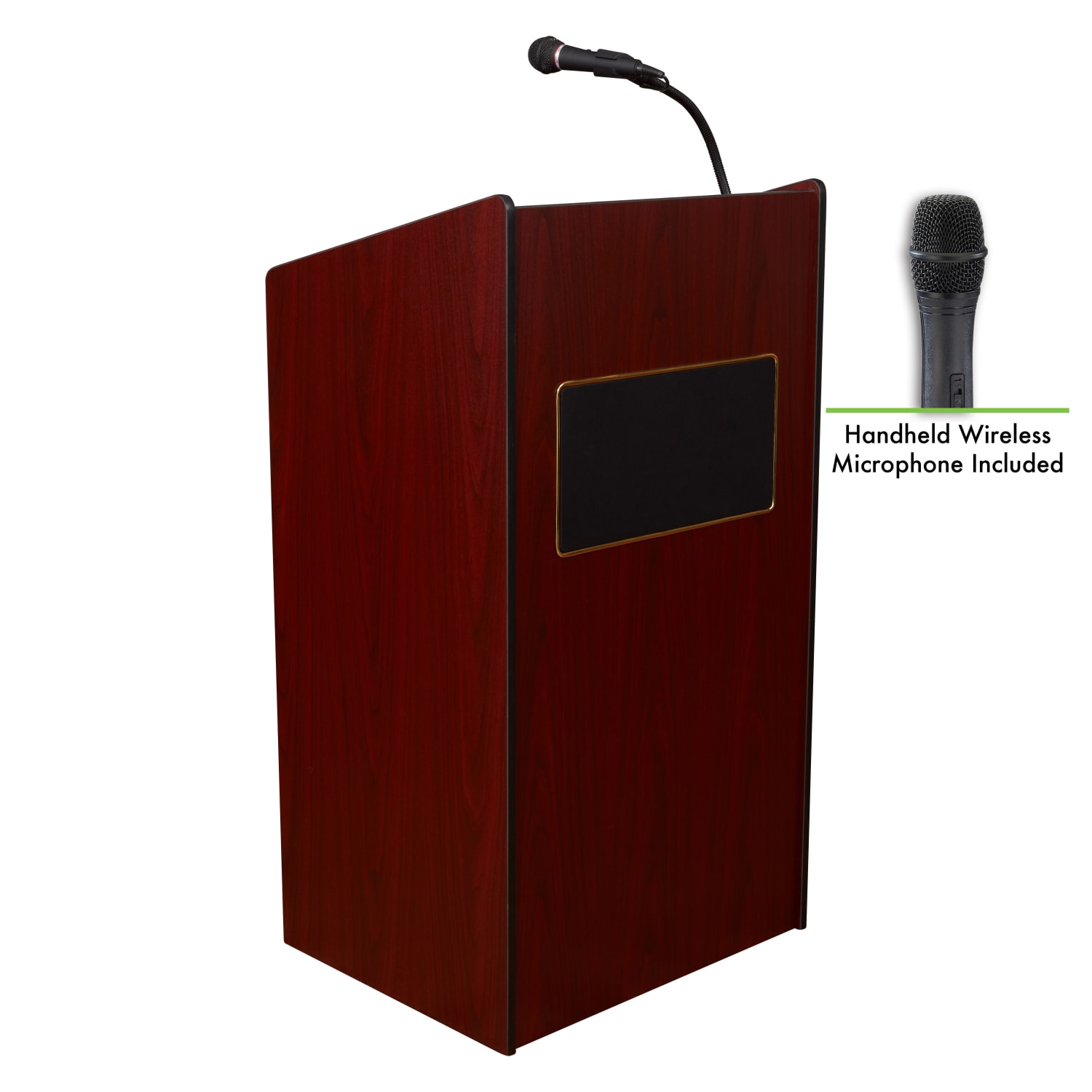 Oklahoma Sound The Aristocrat Sound Lectern With Sound & Handheld Wireless Microphone, Mahogany - Image 3