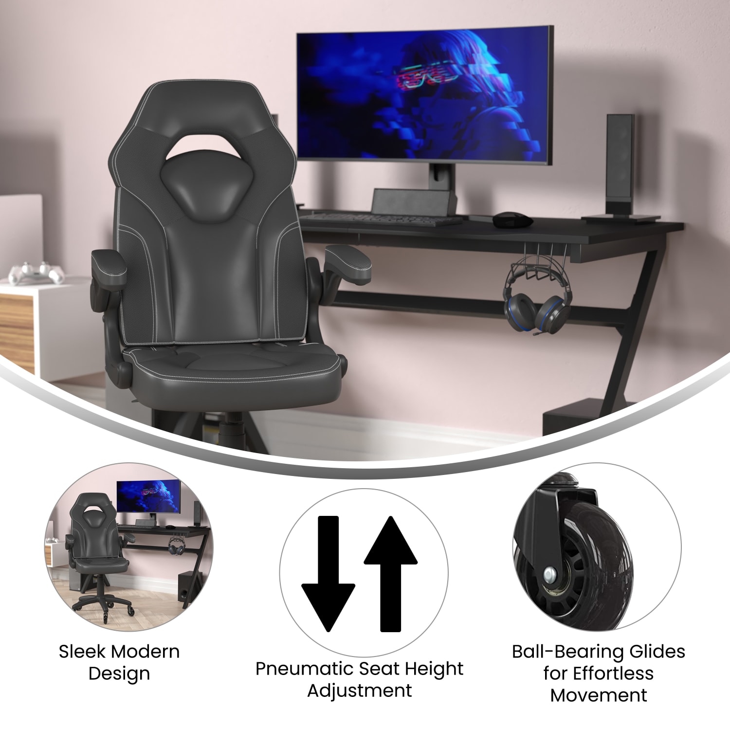 Flash Furniture X10 Racing Ergonomic Faux Leather Computer Gaming Chair Black PopularChairscom