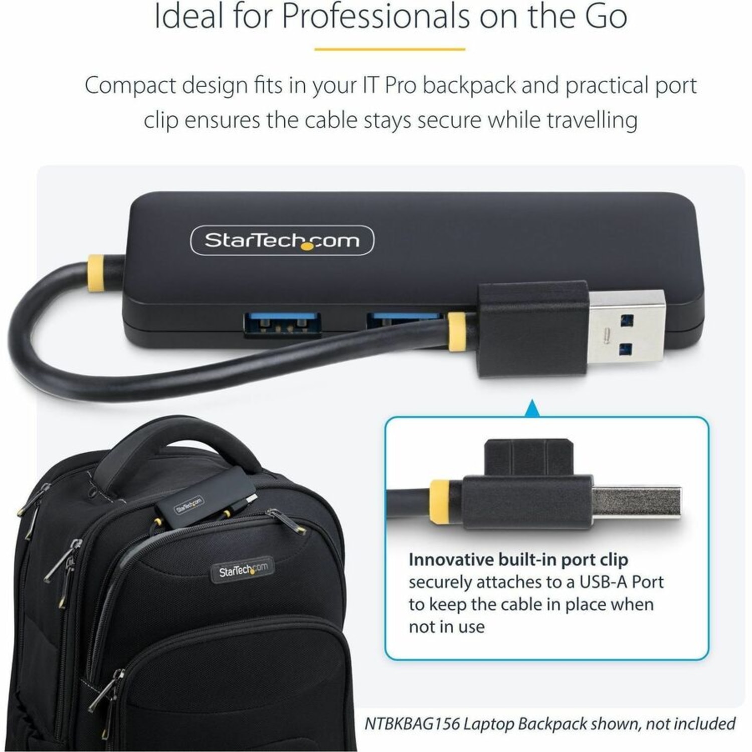 StarTech 4-Port USB-A Hub, 5Gbps, Bus Powered, Small Travel Mini USB Hub, Multi-Port USB 3.0 Splitter, Portable USB Hub - Image 6