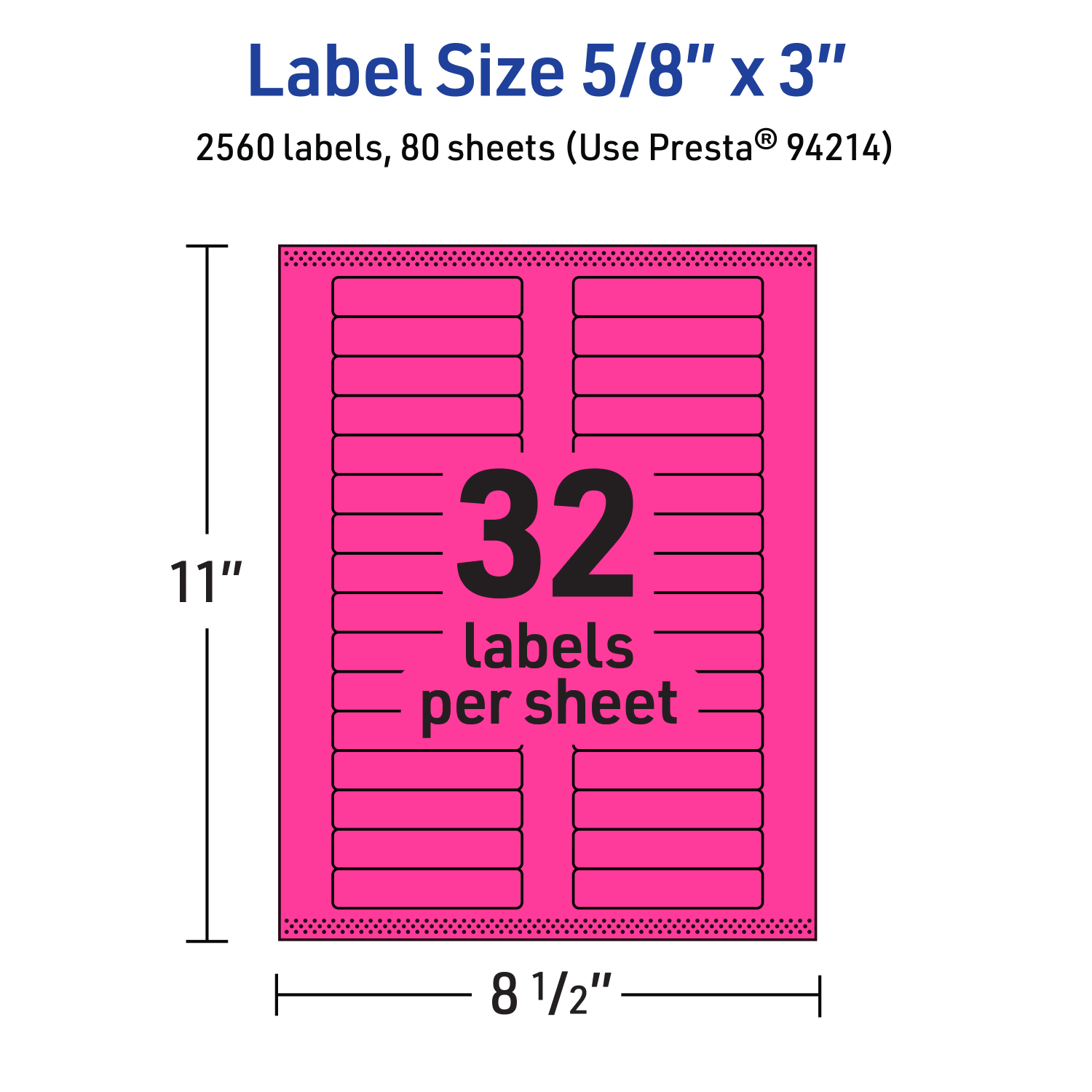 Avery Printable Labels With Sure Feed Technology, 94214-NMP80, Rectangle, 5/8in x 3in, Matte Neon Magenta, Pack of 2560 - Image 6