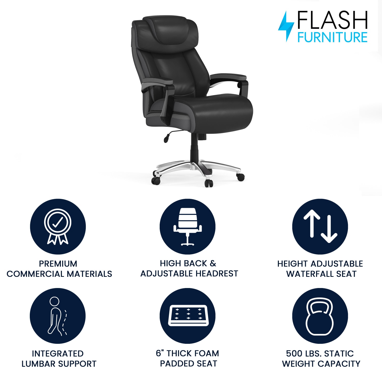 Flash Furniture Hercules Big Tall Ergonomic LeatherSoft Faux Leather Office Chair With HeightAdjustable Headrest BlackGray PopularChairscom Flash Furniture Hercules Big Tall Ergonomic LeatherSoft Faux Leather Office Chair With Height Adjustable Headrest BlackGray PopularChairscom