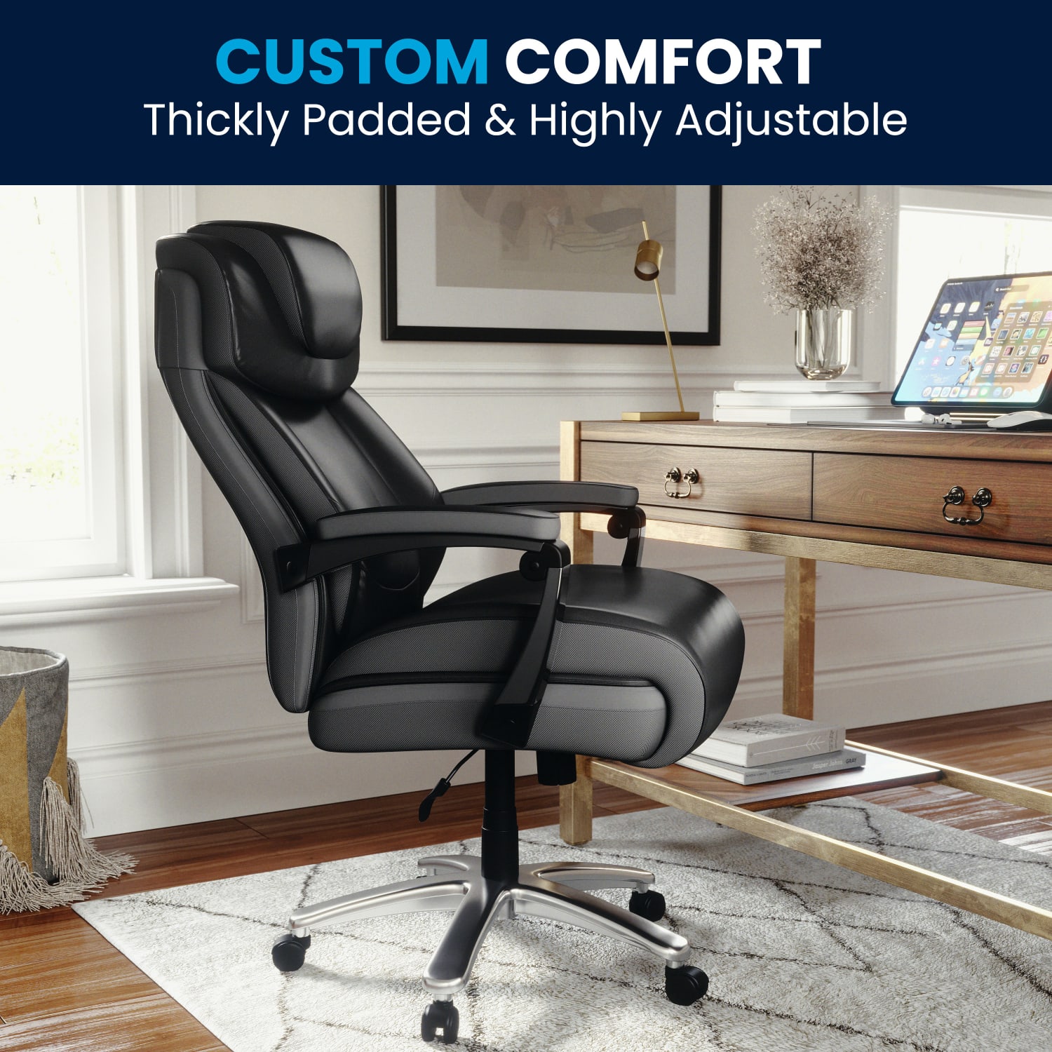 Flash Furniture Hercules Big Tall Ergonomic LeatherSoft Faux Leather Office Chair With HeightAdjustable Headrest BlackGray PopularChairscom Flash Furniture Hercules Big Tall Ergonomic LeatherSoft Faux Leather Office Chair With Height Adjustable Headrest BlackGray PopularChairscom