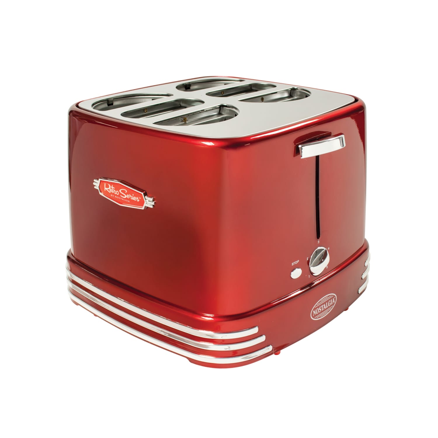 Nostalgia Electrics 4 Hot Dogs And Buns Pop-Up Toaster, Retro Red - Image 6