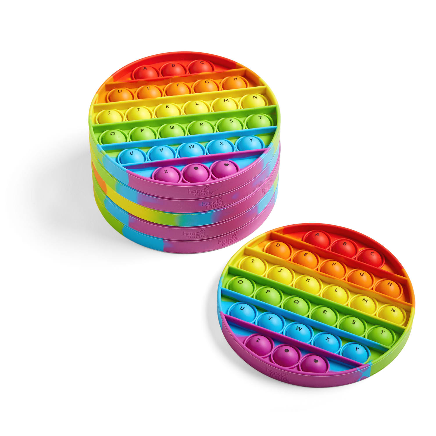 Hand2Mind Circular Alphabet Pop It Fidgets, Multicolor, Set Of 6 Fidgets - Image 4