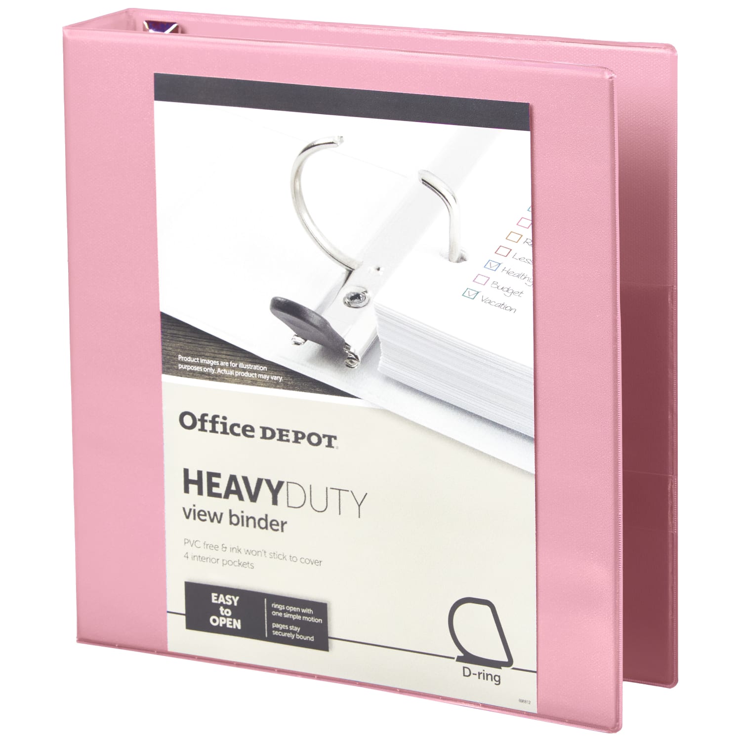 Office Depot Heavy-Duty View 3-Ring Binder, 1 1/2in D-Rings, Pink - Image 3