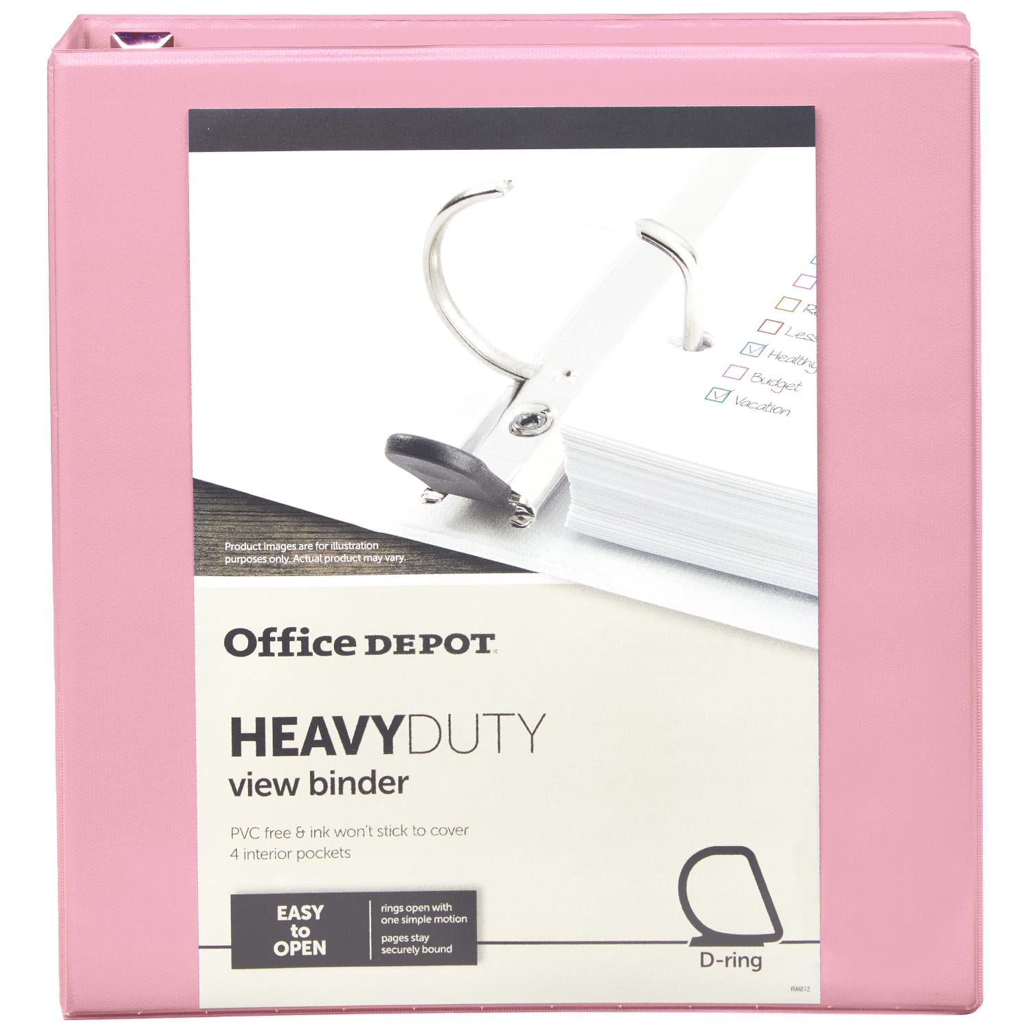 Office Depot Heavy-Duty View 3-Ring Binder, 1 1/2in D-Rings, Pink - Image 4