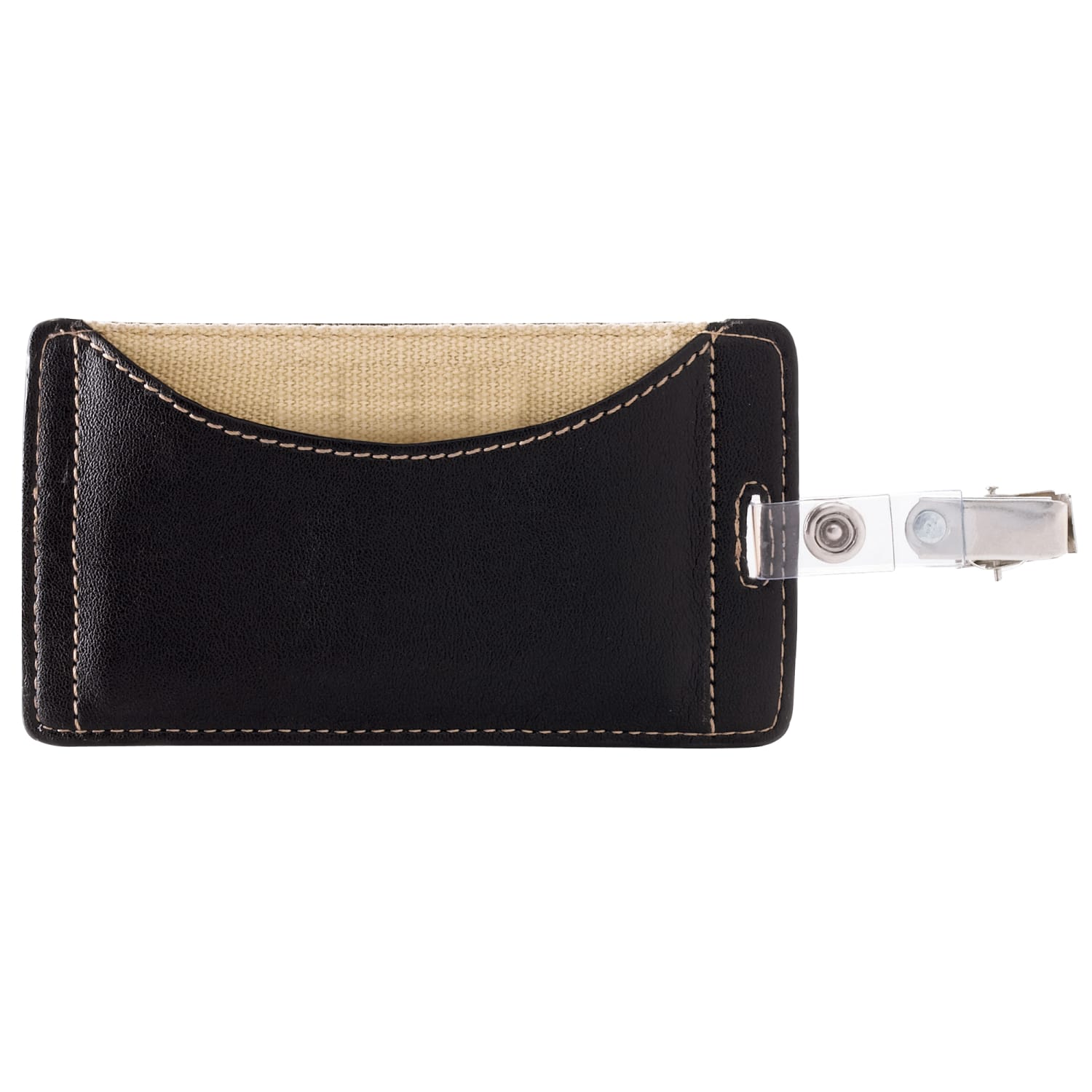 FORAY Office Depot Brand Faux Leather ID Badge Holder, Vertical, Black/Tan - Image 3