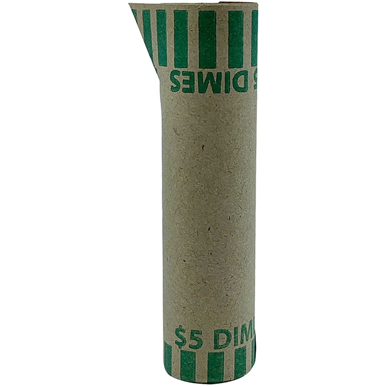 PAP-R Tubular Coin Wrappers - Total $5.0 in 50 Coins of 10cents Denomination - Heavy Duty, Burst Resistant - Kraft - Green - Image 5