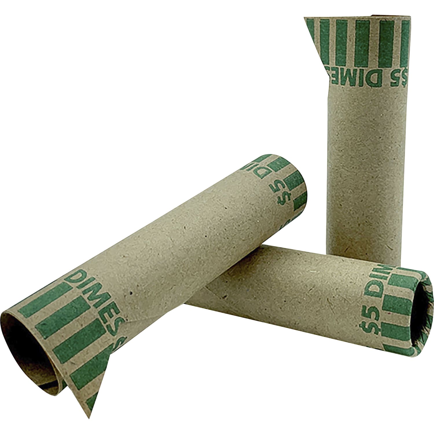 PAP-R Tubular Coin Wrappers - Total $5.0 in 50 Coins of 10cents Denomination - Heavy Duty, Burst Resistant - Kraft - Green - Image 6