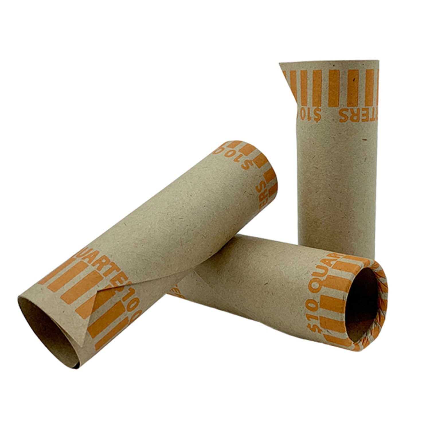 PAP-R Tubular Coin Wrappers - Total $10 in 40 Coins of 25cents Denomination - Heavy Duty, Burst Resistant - Kraft - Orange - Image 3