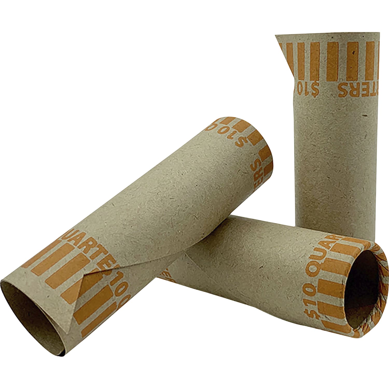 PAP-R Tubular Coin Wrappers - Total $10 in 40 Coins of 25cents Denomination - Heavy Duty, Burst Resistant - Kraft - Orange - Image 5