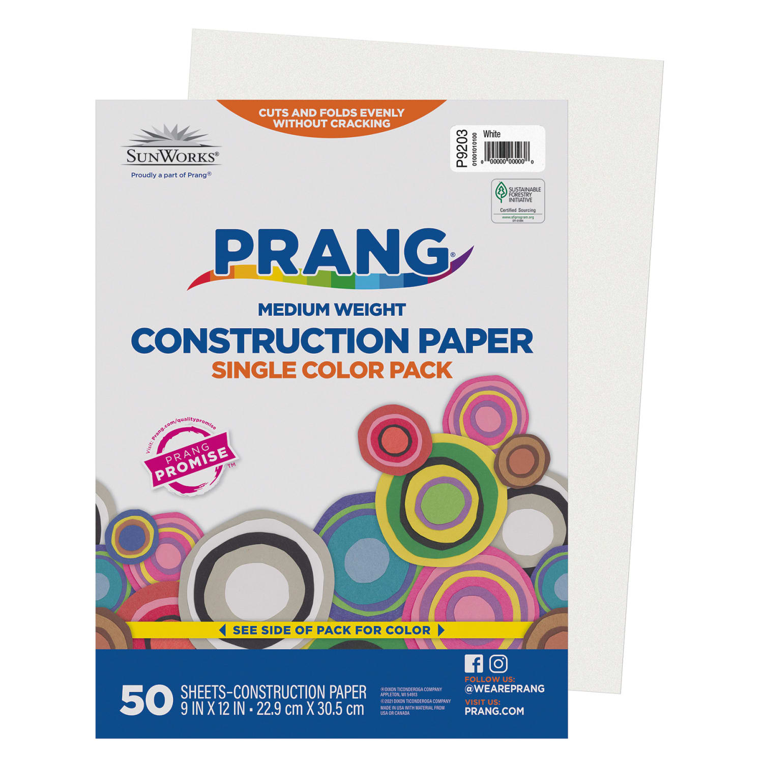 Prang Construction Paper, Medium Weight, 9in x 12in, White, 50 Sheets Per Pack, Set Of 10 Packs - Image 3