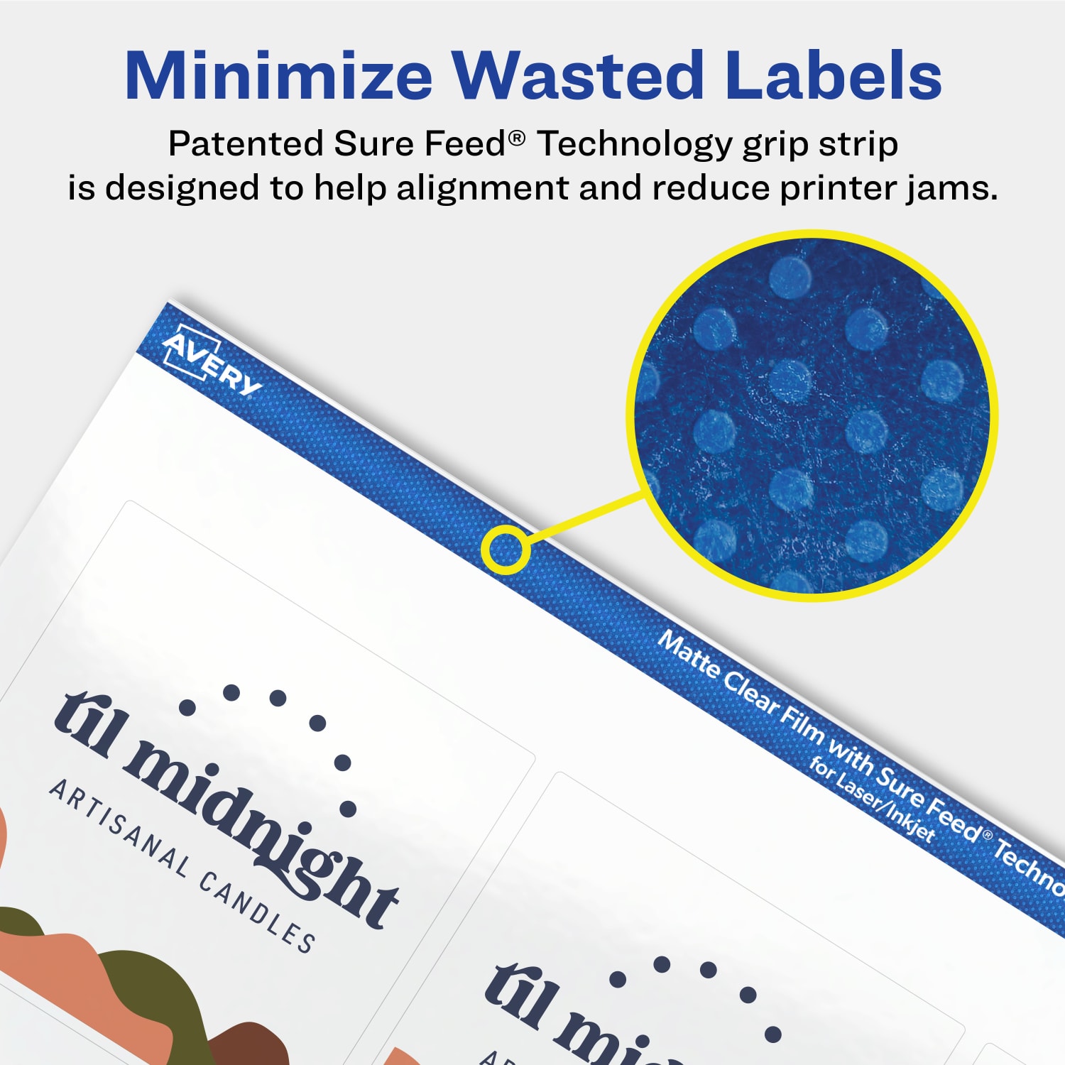 Avery Permanent Labels With Sure Feed, 94104-CMF25, Square, 2-1/2in x 2-1/2in, Matte Clear, Pack Of 225 - Image 5
