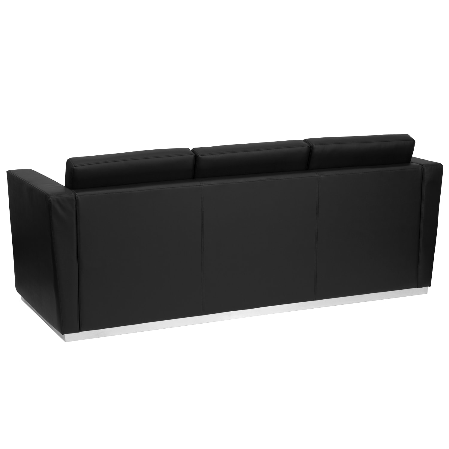 Flash Furniture HERCULES Trinity Series Contemporary LeatherSoft Sofa with Stainless Steel Recessed Base, Black - Image 4