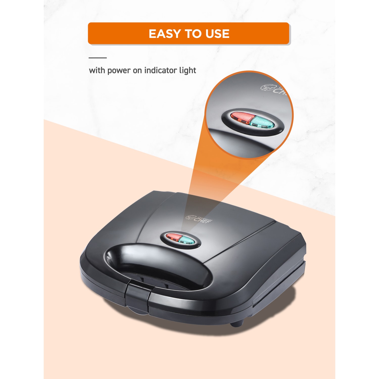 Commercial Chef 2-Waffle Electric Belgian Waffle Maker, 8-1/8inH x 3-3/4inW x 10inD, Black - Image 4
