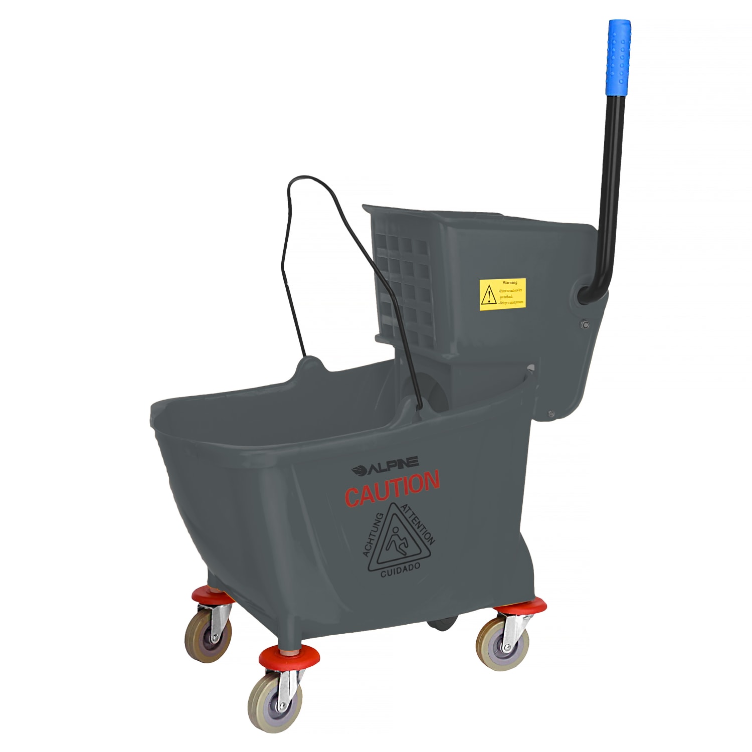 Alpine Industries 36-Quart PVC Mop Buckets With Side Wringers, 34in x 15in, Gray, Pack Of 2 Buckets - Image 3