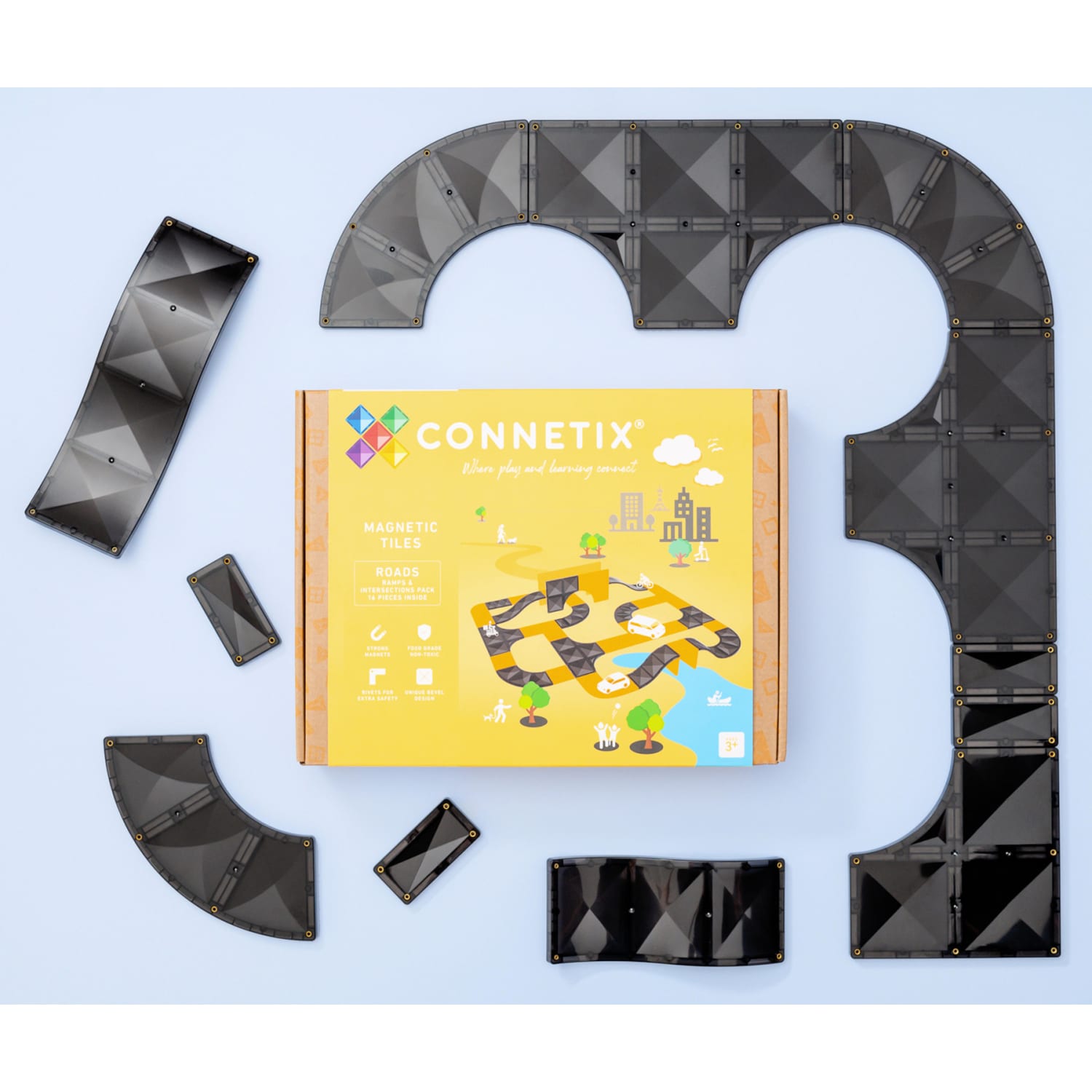 Connetix Magnetic Tiles Ramps & Intersections Pack, 16 Pieces - Image 4