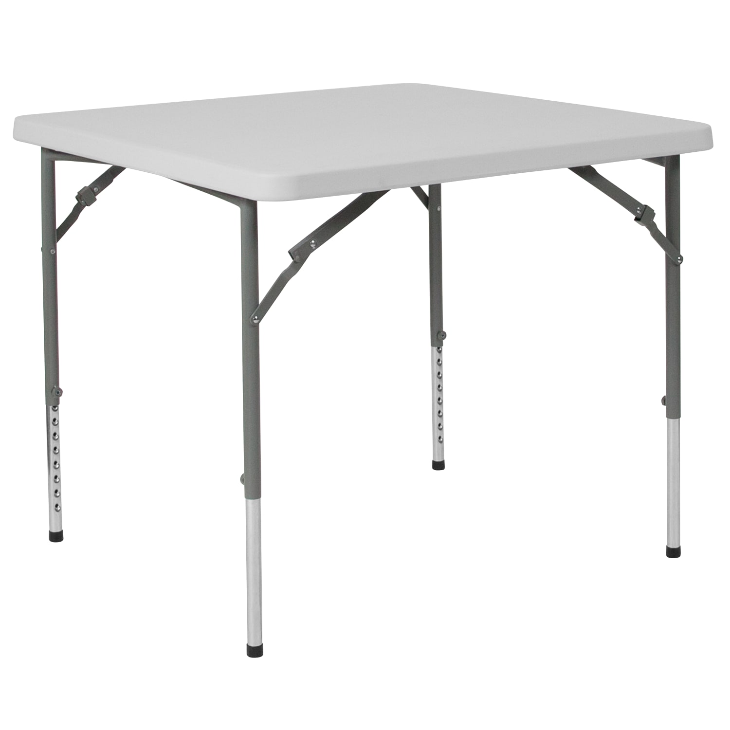 Flash Furniture Square Height-Adjustable Plastic Folding Table, 29inH x 33-1/2inW x 33-1/2inD, Granite White - Image 3