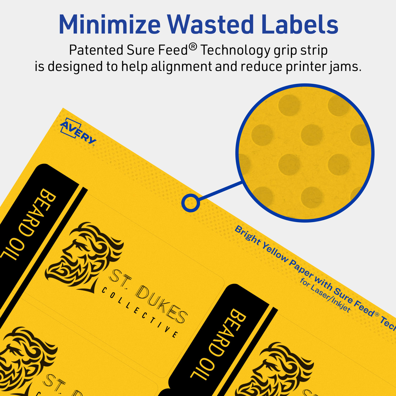 Avery Print-To-The-Edge Labels With Sure Feed Technology And Easy Peel, 94240-BYP10, Rectangle, 2in x 3-3/4in, Matte Bright Yellow, Pack of 80 - Image 5