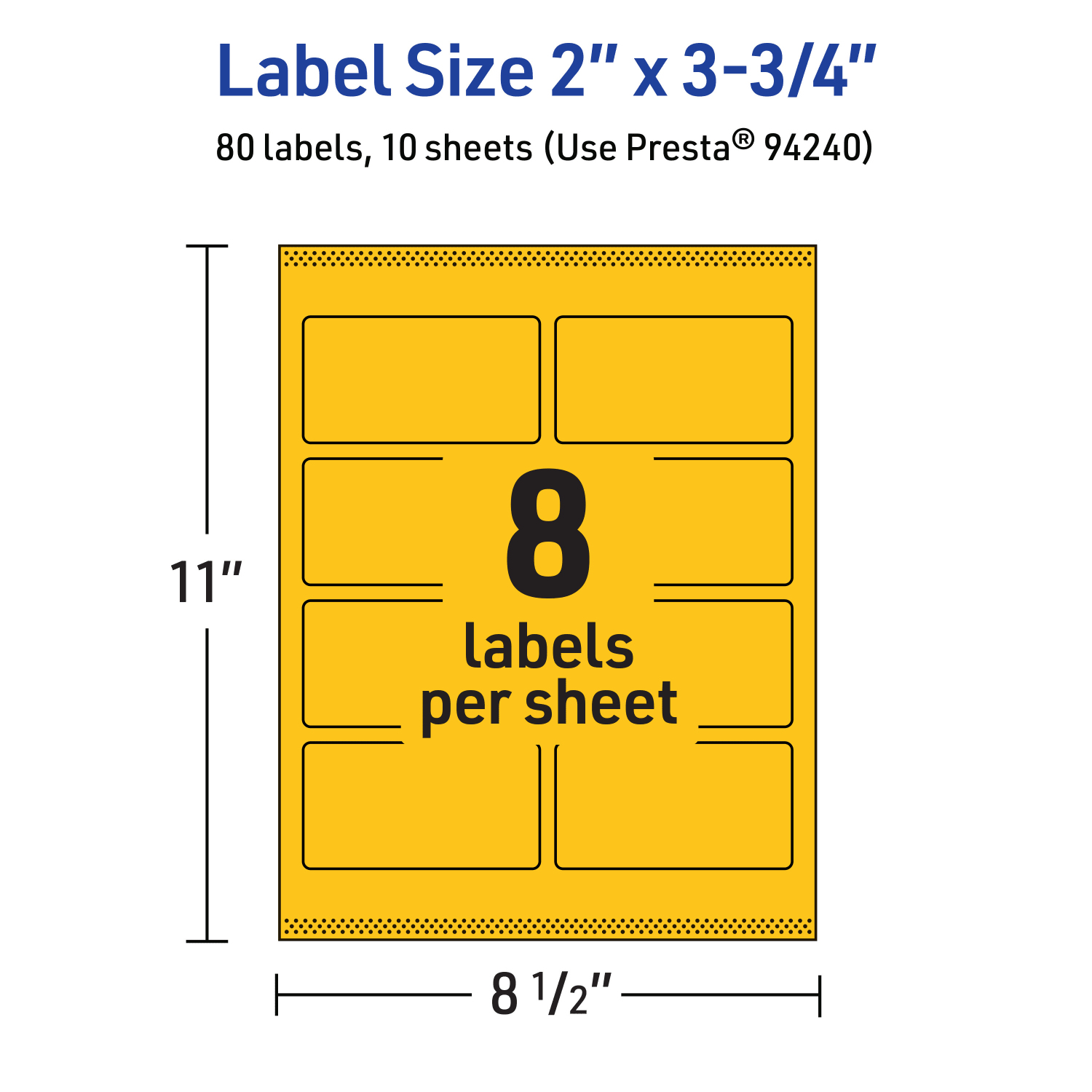 Avery Print-To-The-Edge Labels With Sure Feed Technology And Easy Peel, 94240-BYP10, Rectangle, 2in x 3-3/4in, Matte Bright Yellow, Pack of 80 - Image 6