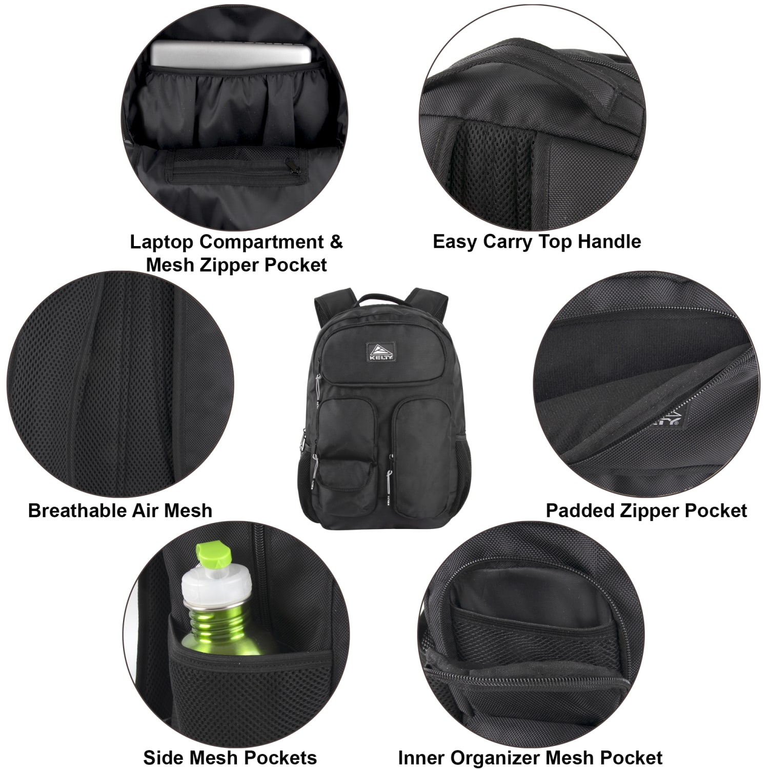 Kelty 4369 Multi-Pocket Backpack With 17in Laptop Sleeve, Black, Total Qty 1 - Image 3