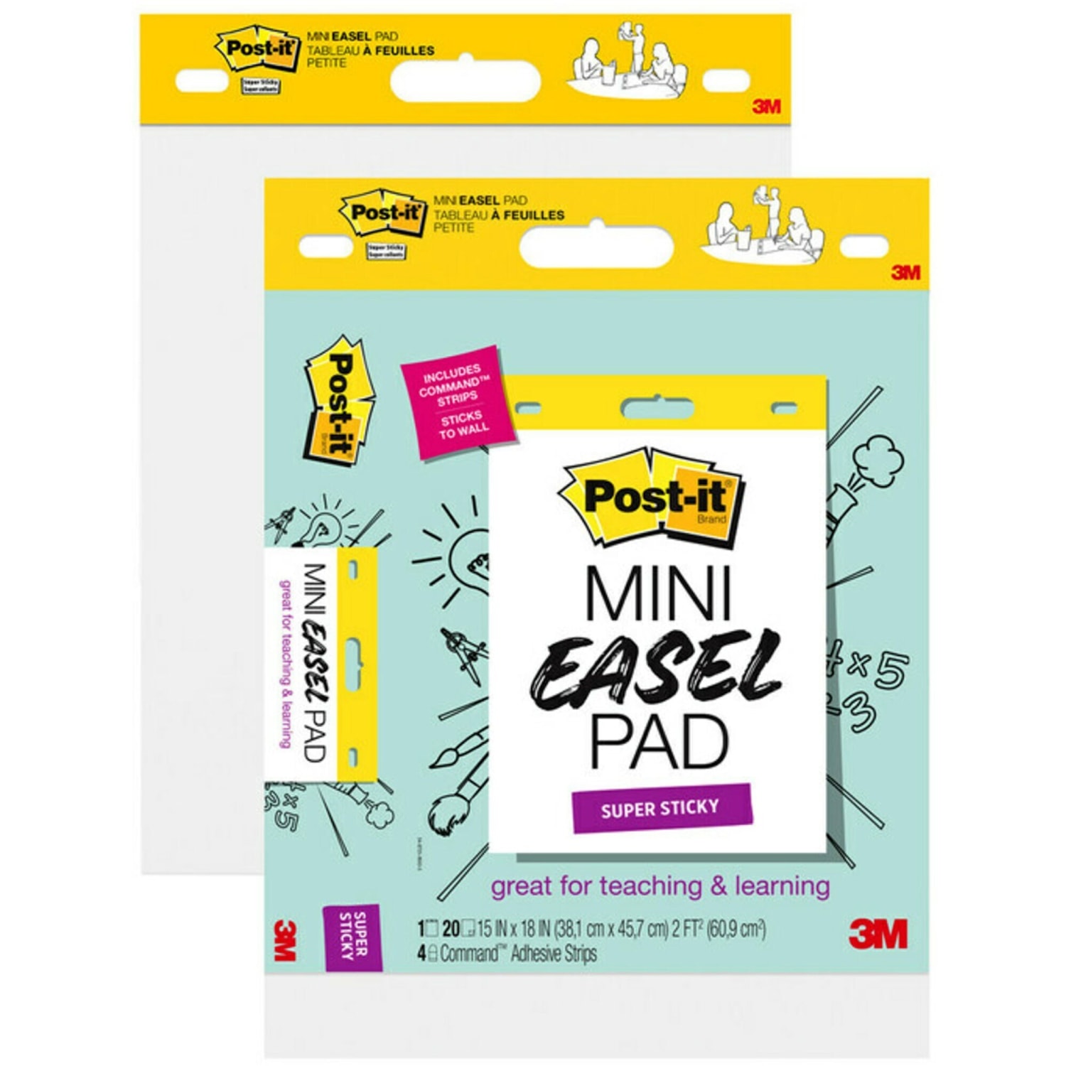 Post-it Post it Super Sticky Mini Easel Pad - 1 Subject(s) - 20 Sheets - Stapled - Portable, Self-stick, Bleed Resistant, Sturdy Back, Buil - 0