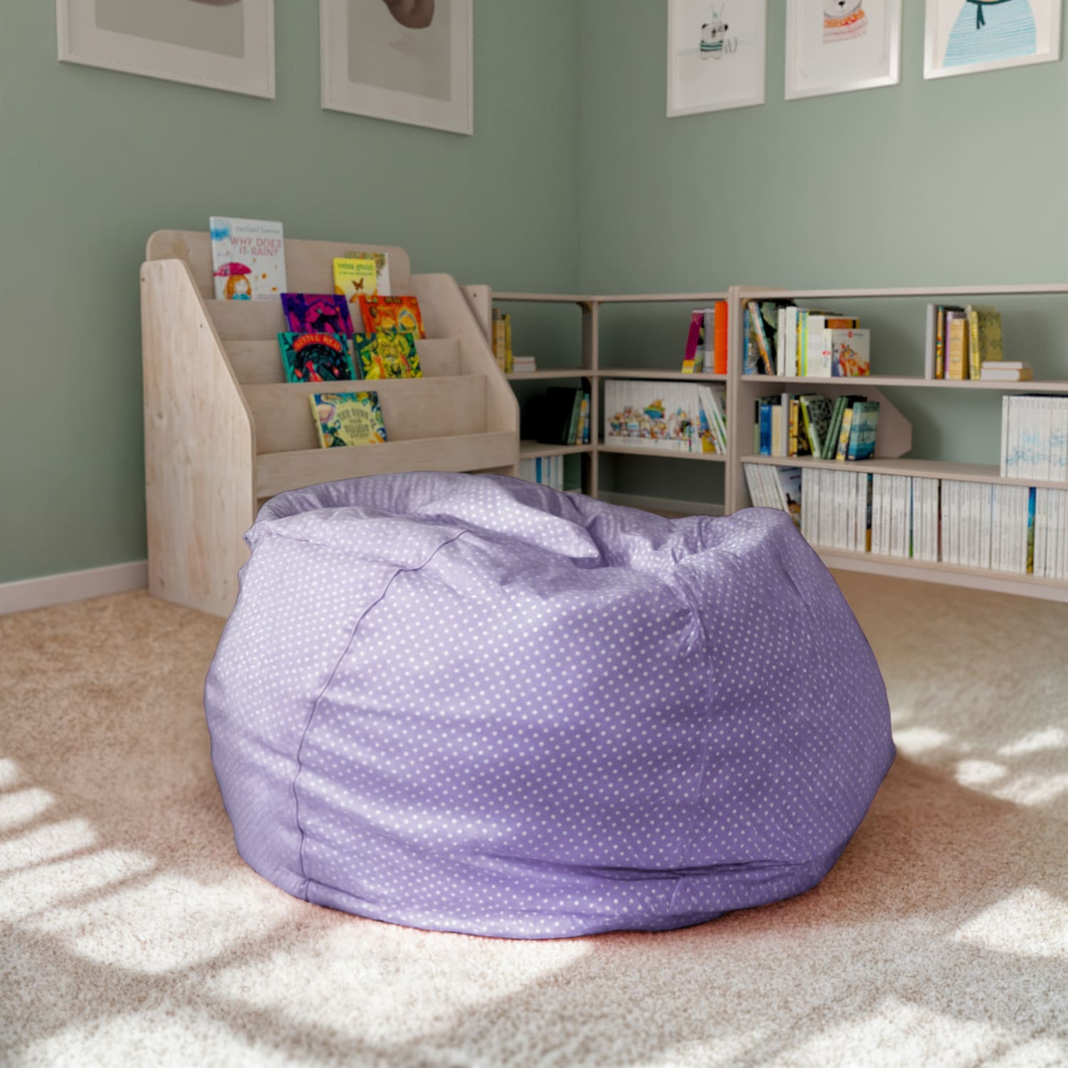 Flash Furniture Oversized Bean Bag Chair For Kids And Adults Lavender Dot PopularChairscom Flash Furniture Oversized Bean Bag Chair For Kids And Adults Lavender Dot PopularChairscom