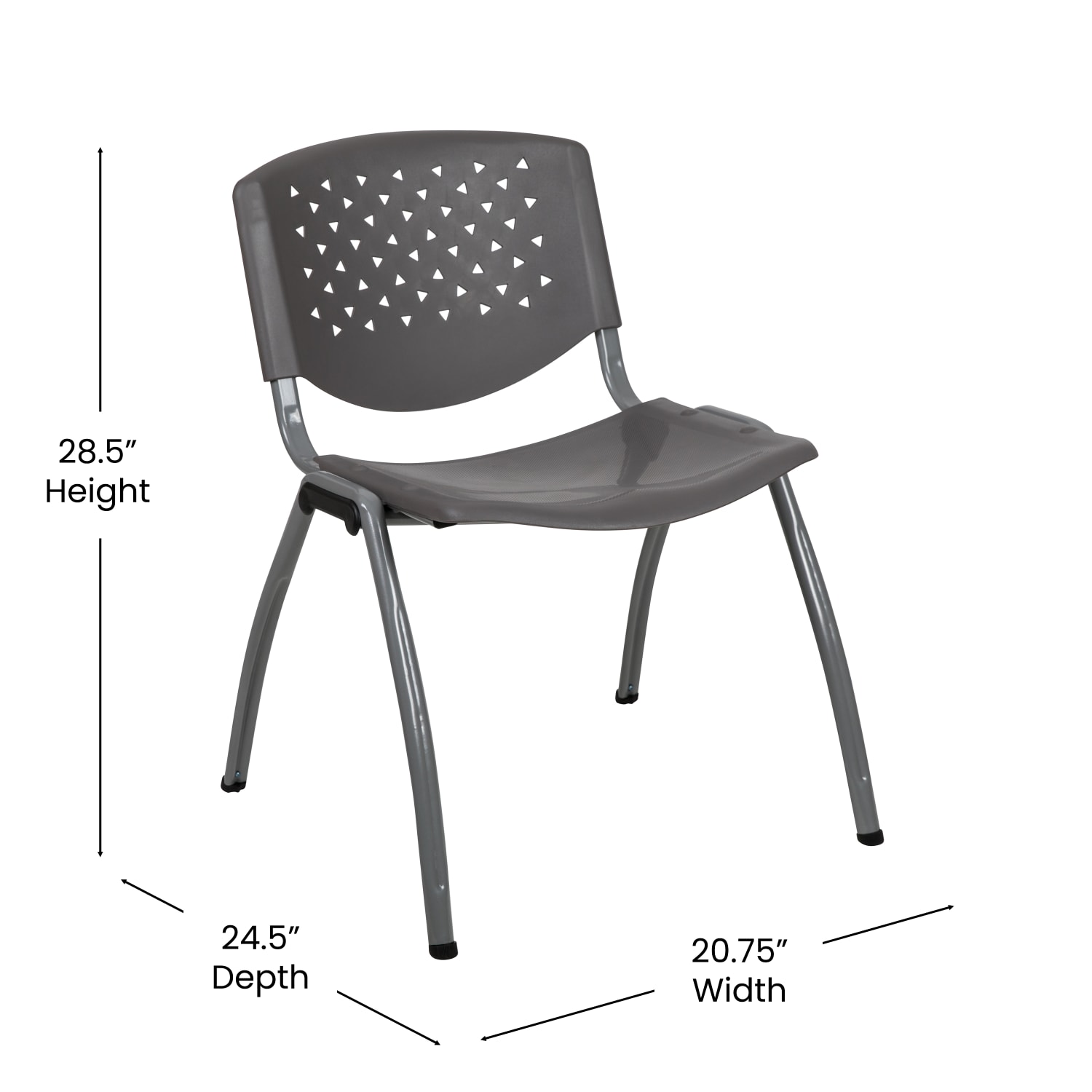 Flash Furniture HERCULES Series Plastic Stack Chair With Titanium Frame, Gray - Image 7