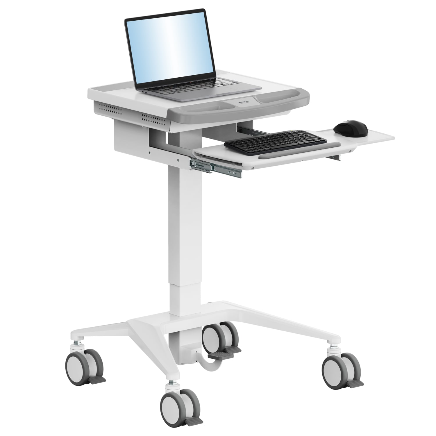 Mount-It! MedHub Mobile Medical Cart Workstation With Locking Caster Wheels, White/Gray - Image 3