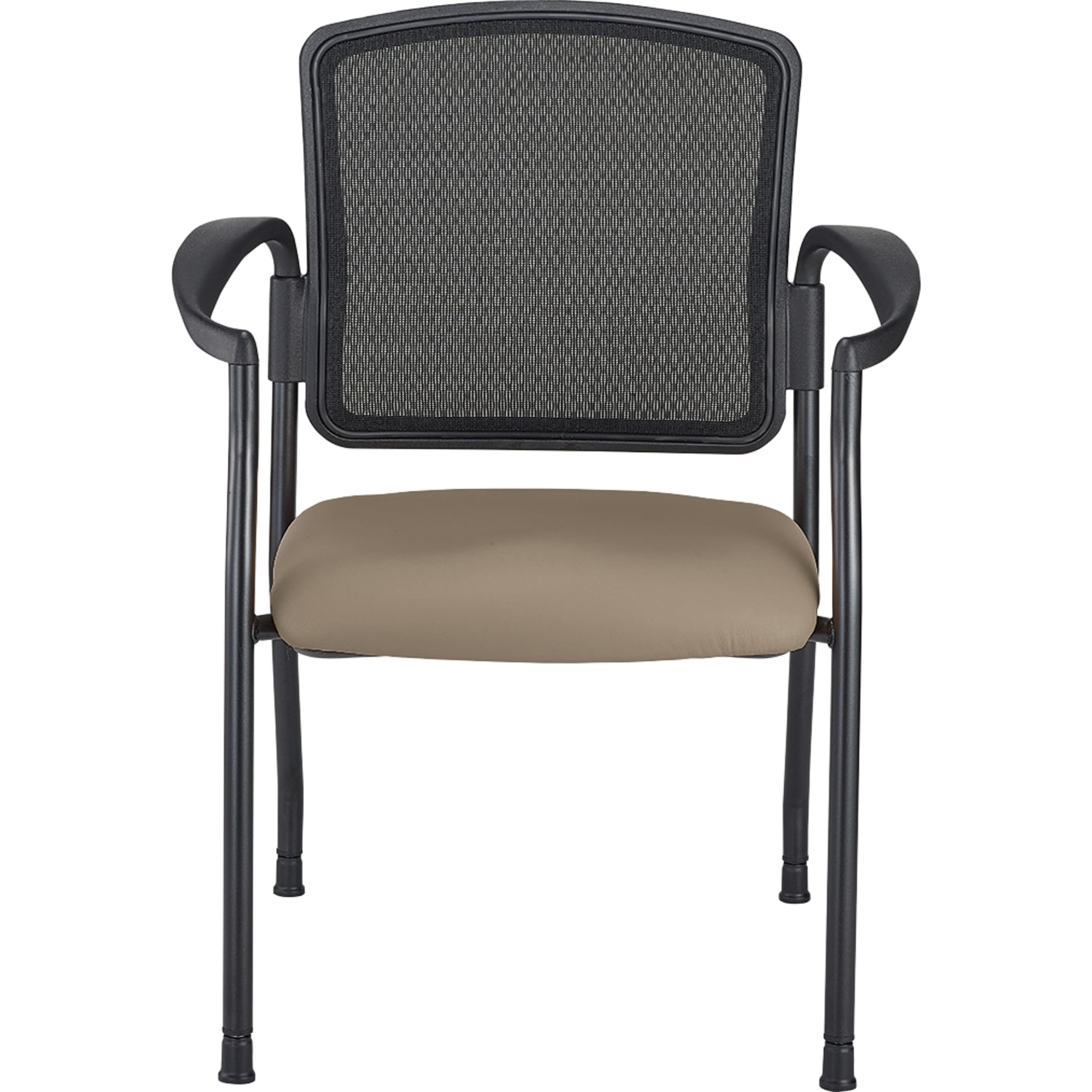 WorkPro Spectrum Series Mesh/Vinyl Stacking Guest Chair With Antimicrobial Protection, With Arms, Beige, Set Of 2 Chairs, BIFMA Compliant