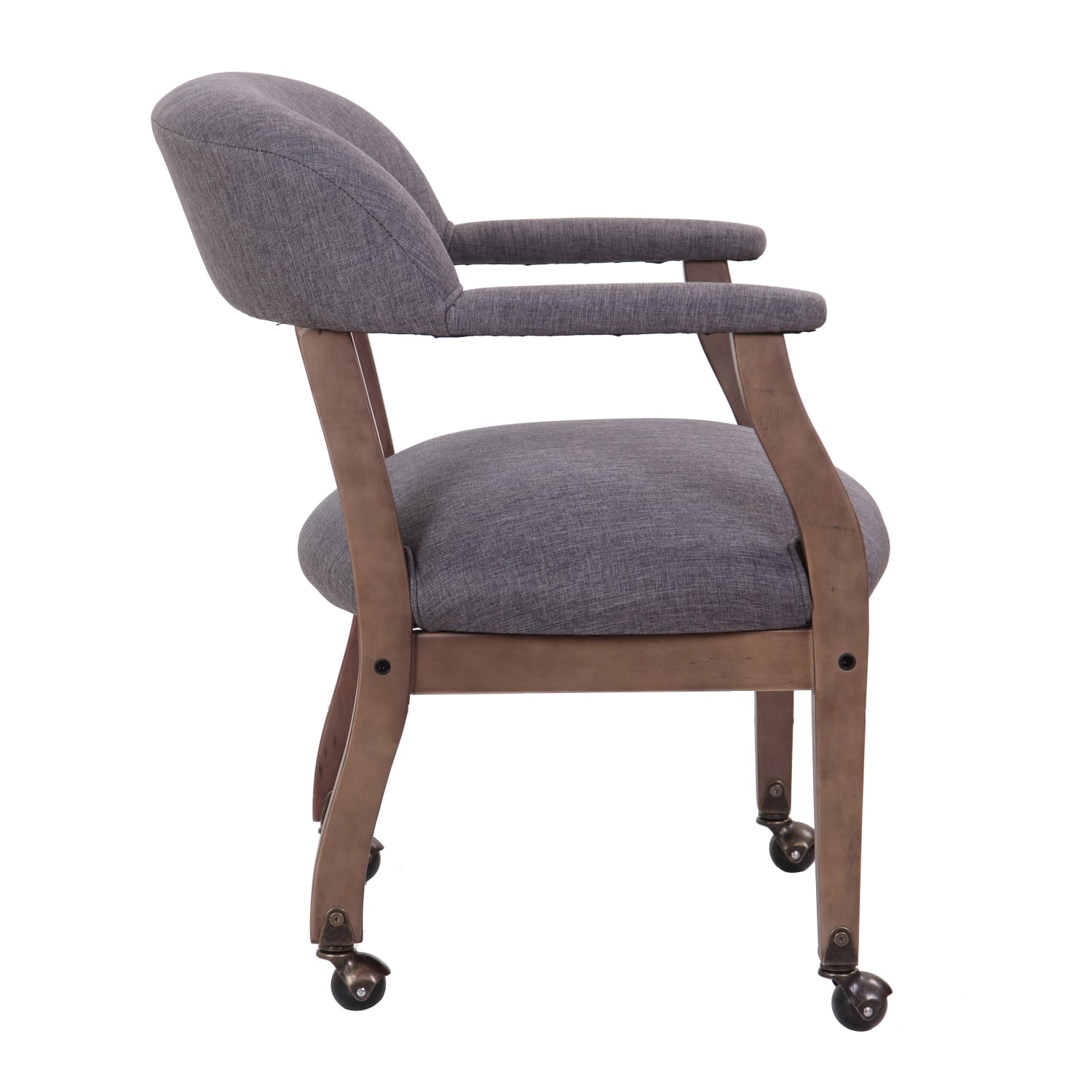 Boss Office Products Traditional Guest Chair, With Casters, Slate Gray/Brown - Image 4