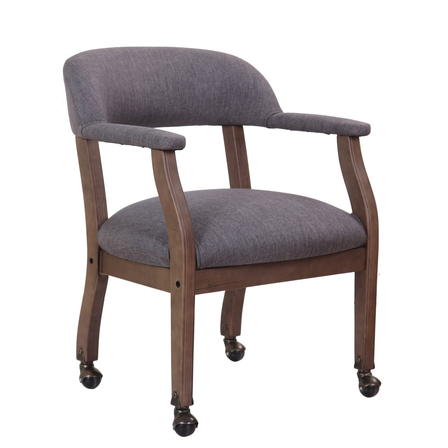 Boss Office Products Traditional Guest Chair, With Casters, Slate Gray/Brown - Image 5