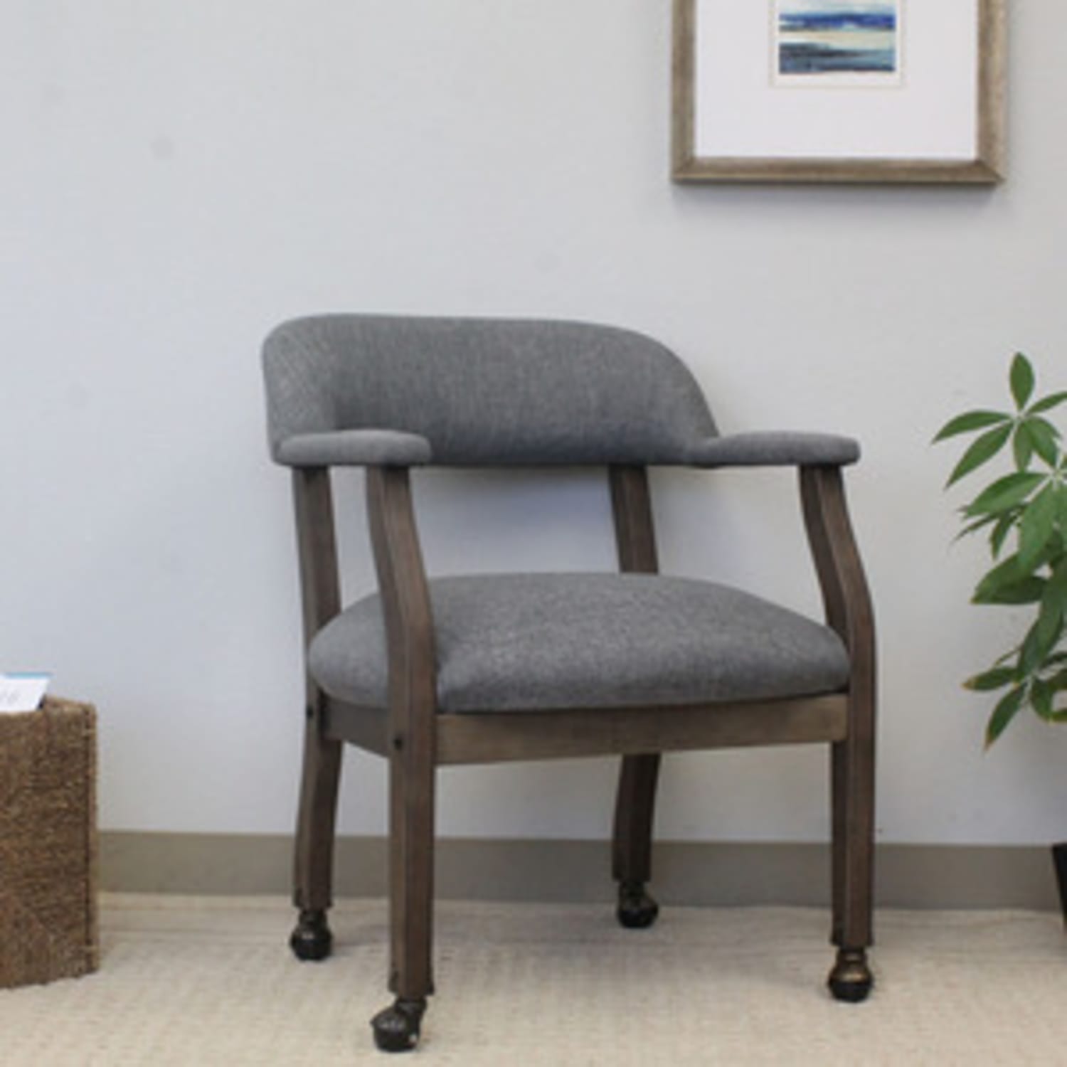 Boss Office Products Traditional Guest Chair, With Casters, Slate Gray/Brown - Image 9