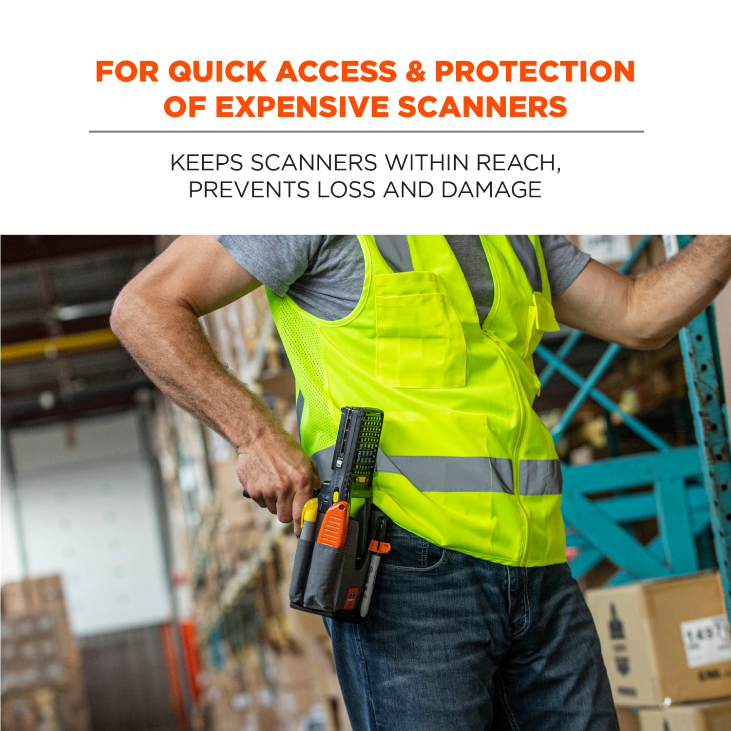 Ergodyne Squids 5540 Handheld Barcode Scanner Holster With Belt Loop, 10in, Gray - Image 3